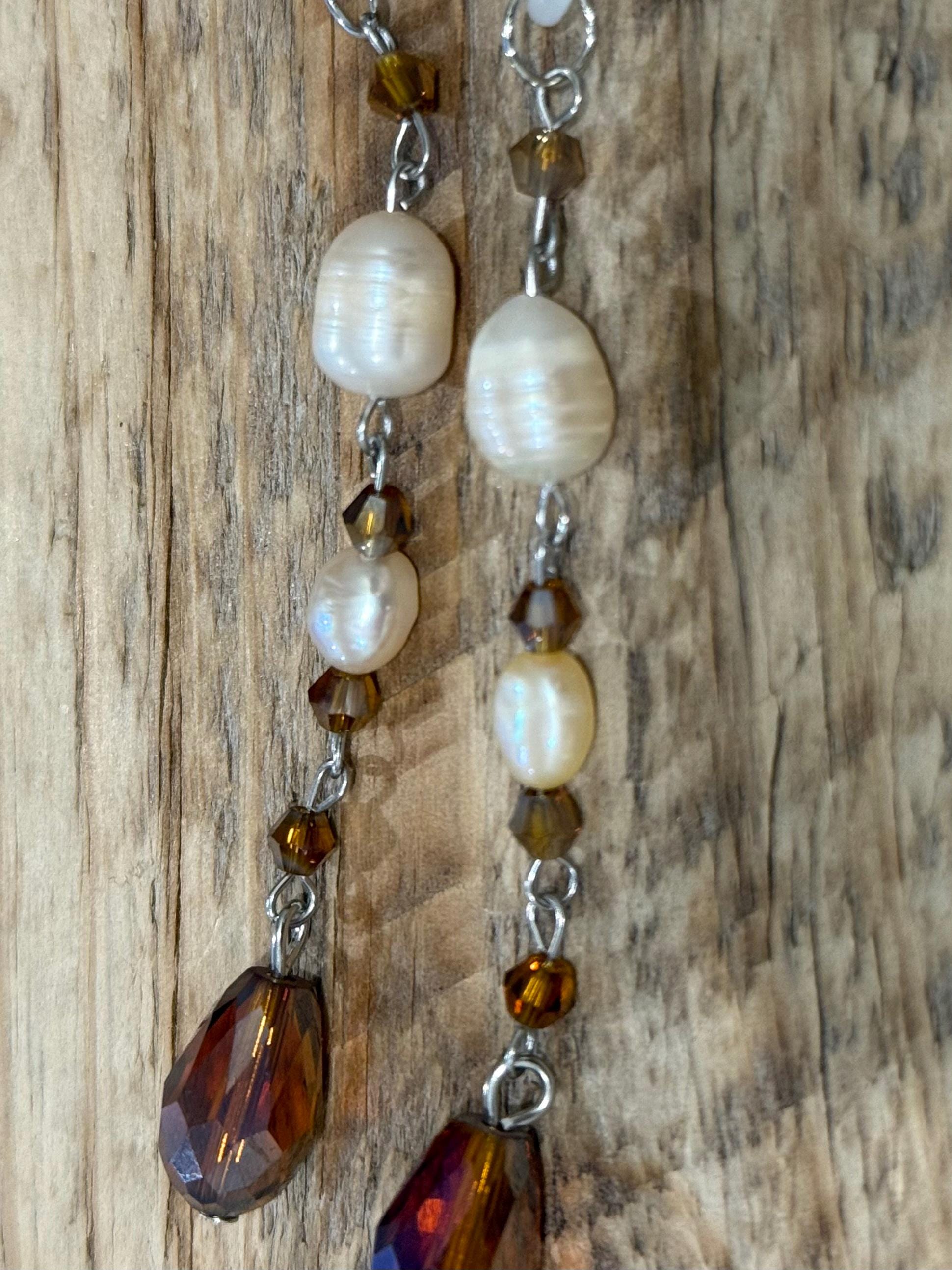 Sandy Shores Pearls Crystal Eyeglass Charms, Nautical Beaded Eyewear Accessory