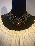 Fire Embers Leopard Jasper Crystal Necklace, Handcrafted Jewelry For Elegant Gift
