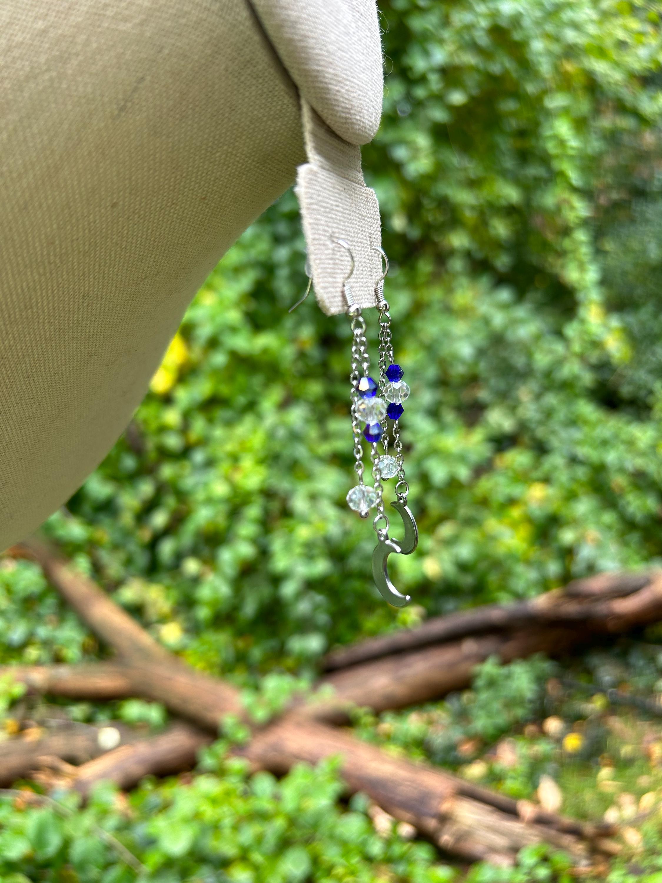Twinkling Night Sky Crystal Drop Earrings, Celestial Jewelry