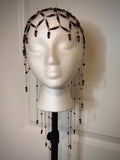 Romantic Fantasy Beaded Garnet Juliet Cap, Handcrafted Jewelry For Elegant Gift