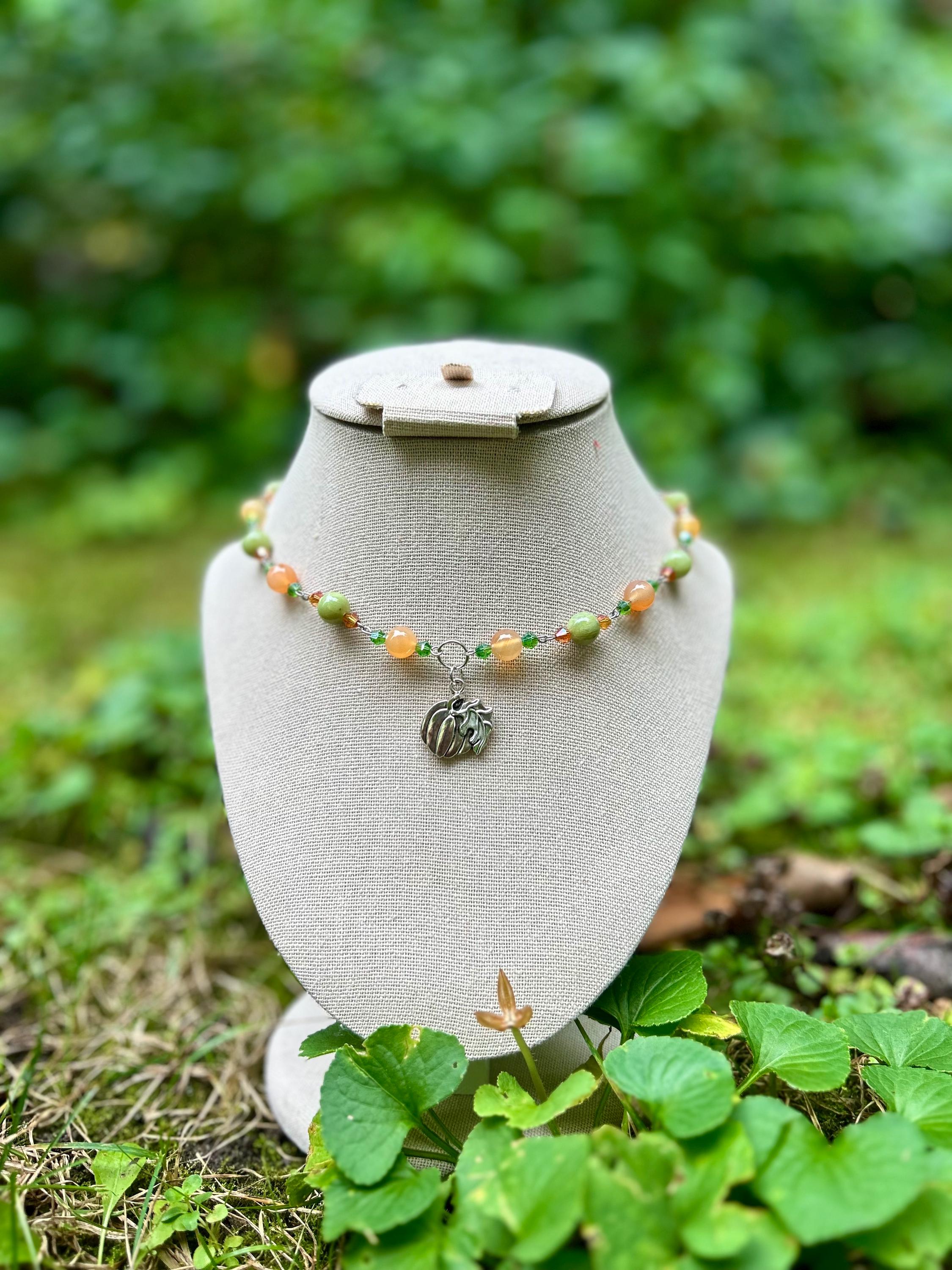 Pumpkin Patch Crystal Necklace, Crystal Choker