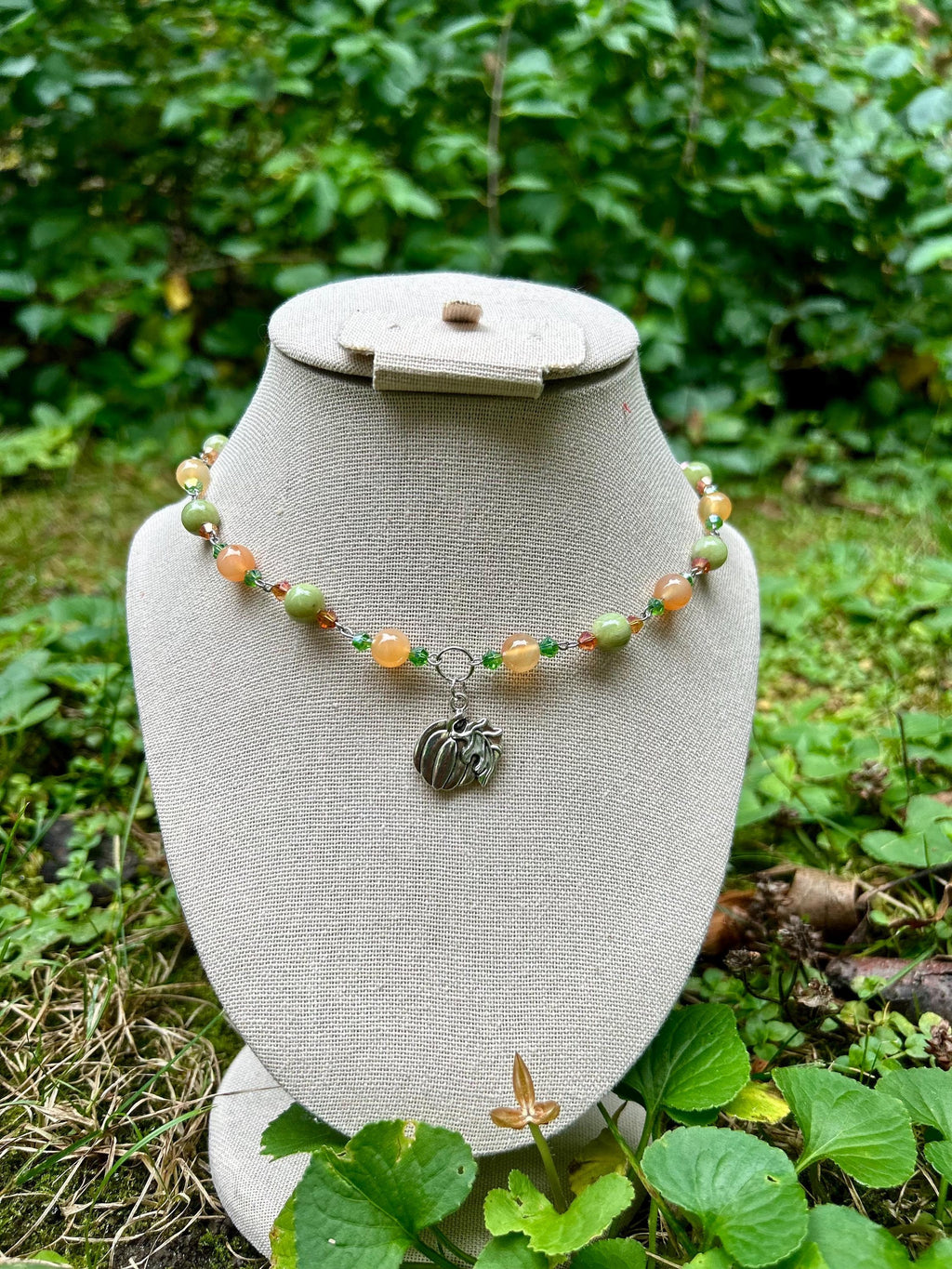 Pumpkin Patch Crystal Necklace, Crystal Choker
