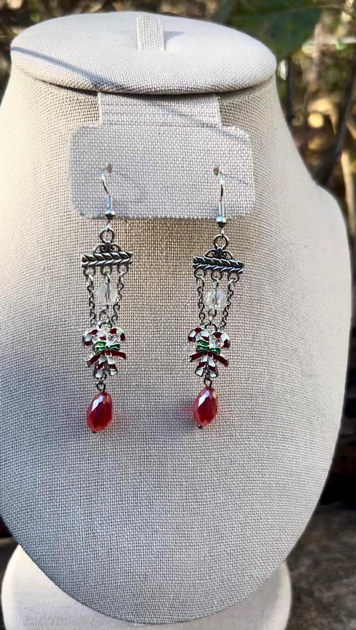 Candy Cane Lane, Handmade Christmas Earrings