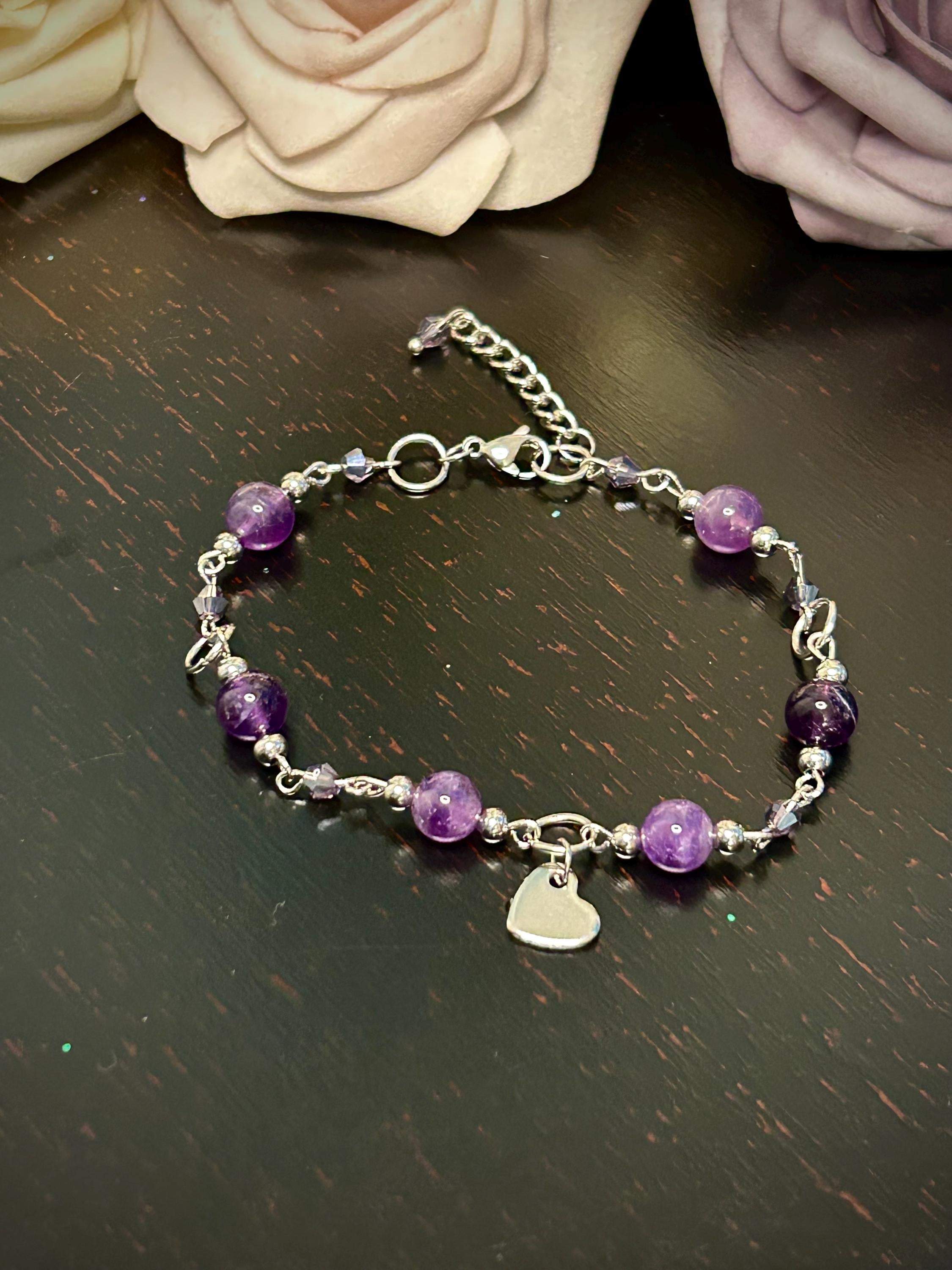 Love Spell Amethyst Crystal Bracelet, Enchanting Purple Gemstone Jewelry for Love and Connection