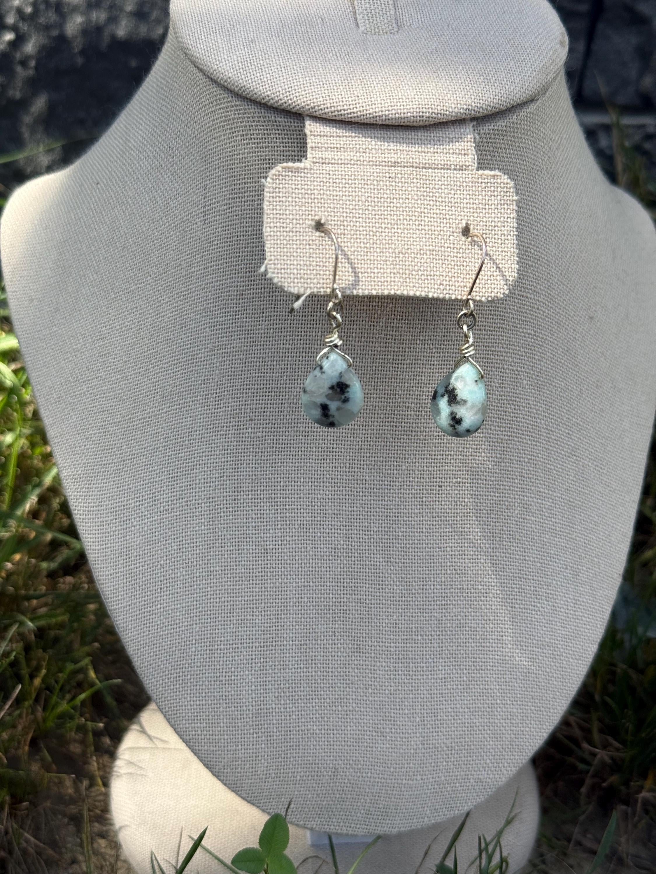Dragon's Egg Amazonite Dangle Crystal Earrings, Stunning Blue Gemstone Jewelry for Stylish Outfits, Perfect Gift for Fantasy Lovers