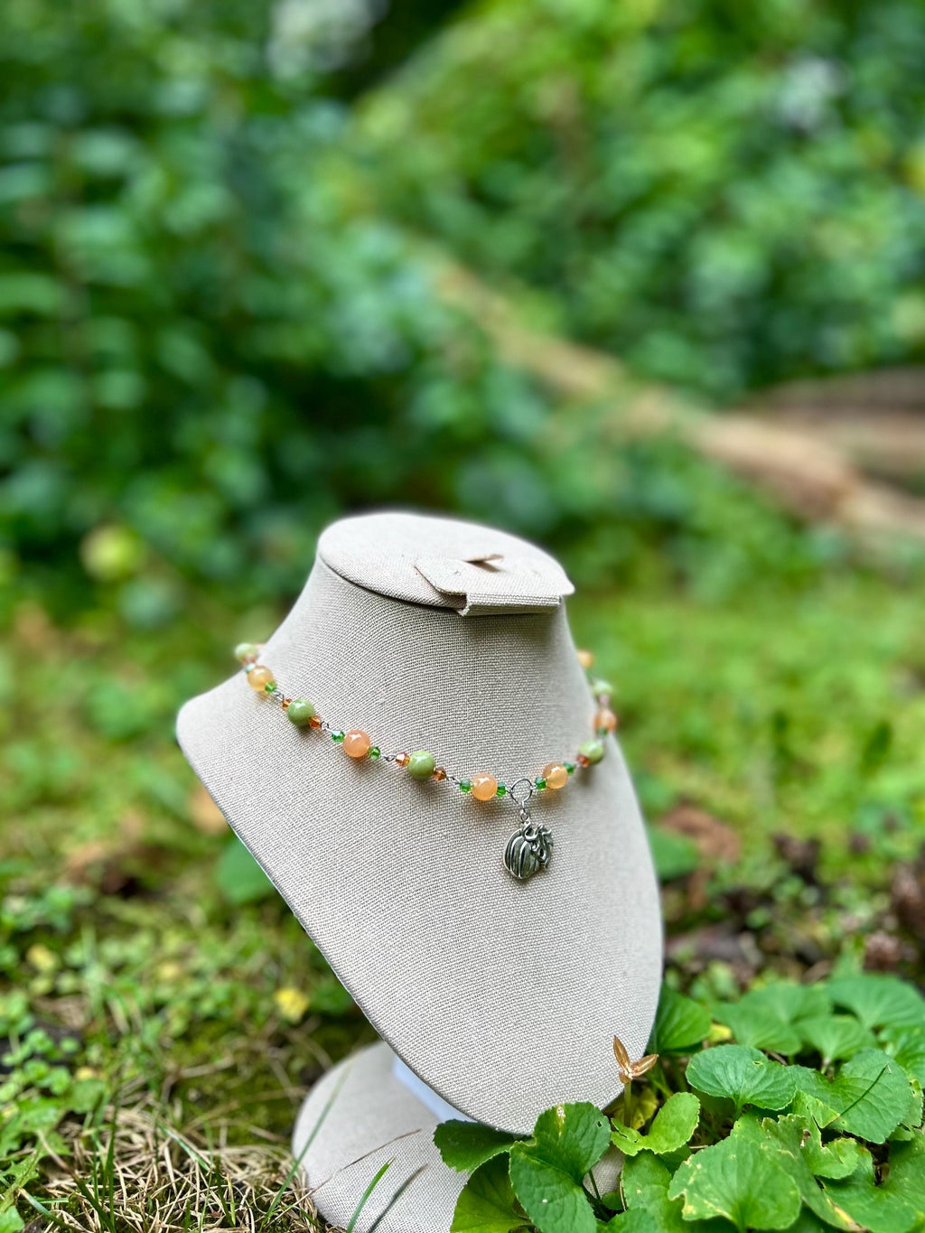 Pumpkin Patch Crystal Necklace, Crystal Choker