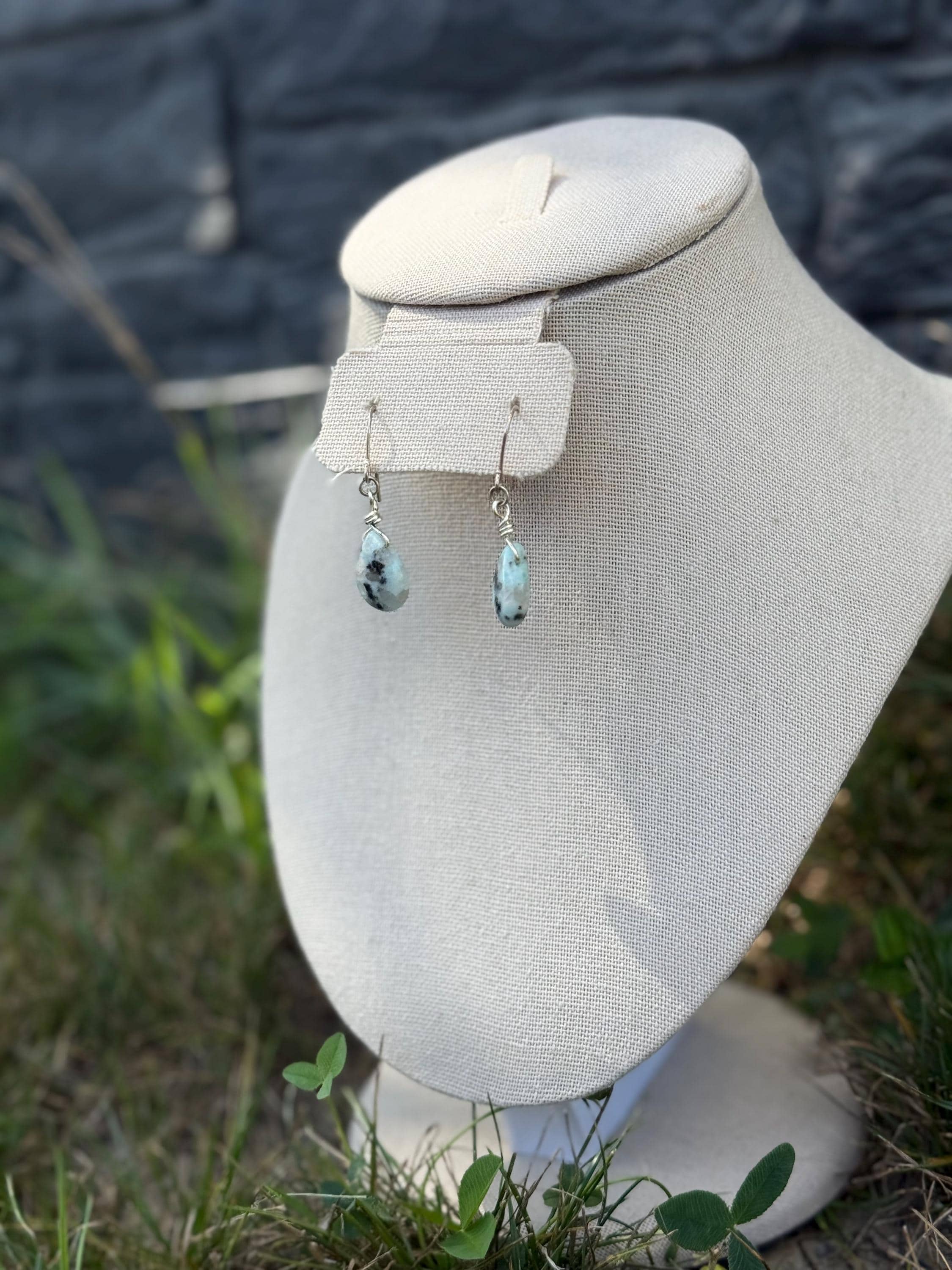 Dragon's Egg Amazonite Dangle Crystal Earrings, Stunning Blue Gemstone Jewelry for Stylish Outfits, Perfect Gift for Fantasy Lovers