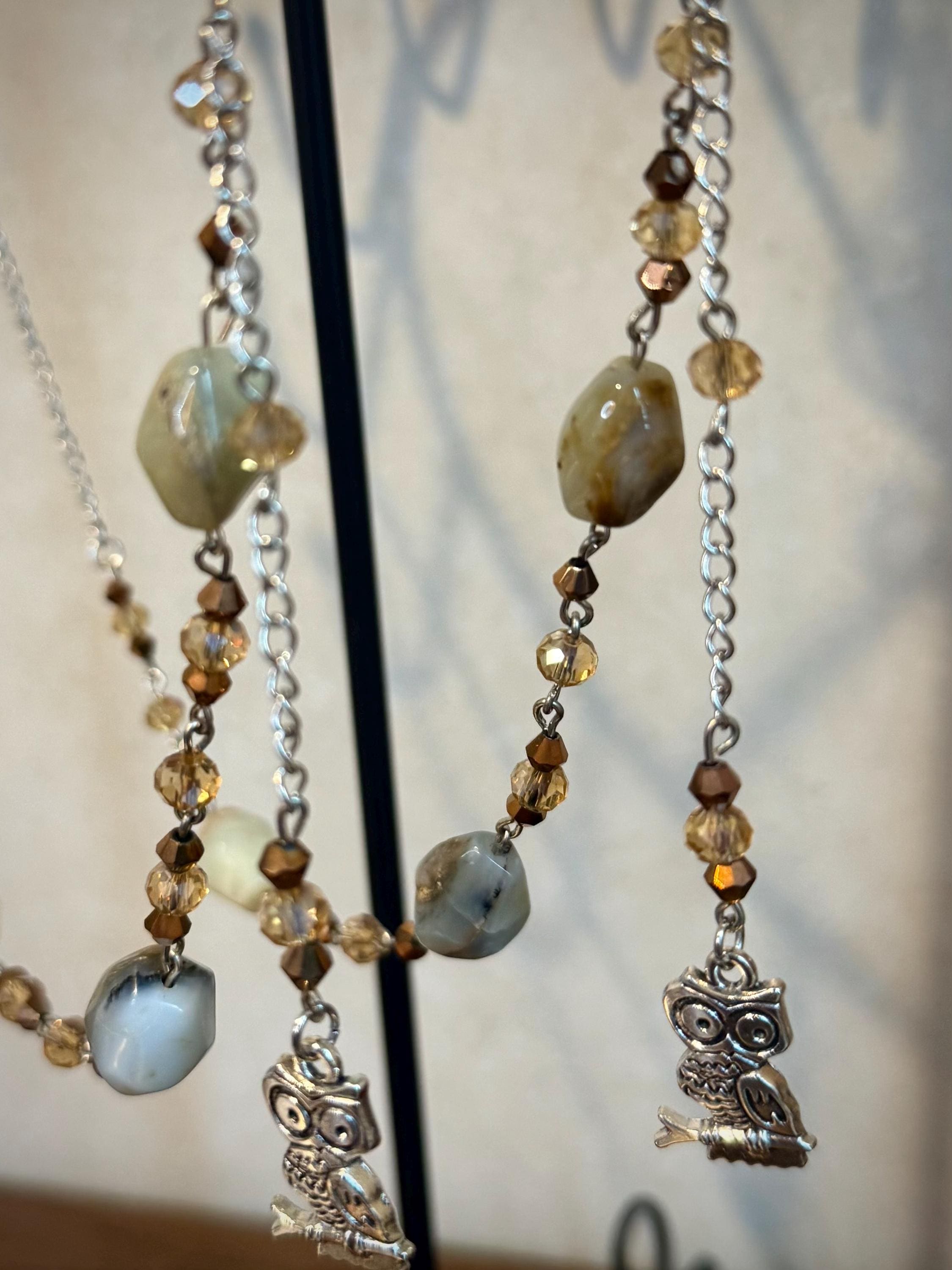 Night Owl Azurite Crystal Eyeglass Chain, Handcrafted Beaded Eyewear Holder for Stylish Wearers
