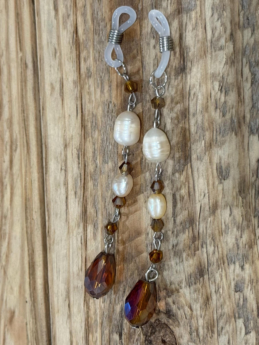 Sandy Shores Pearls Crystal Eyeglass Charms, Nautical Beaded Eyewear Accessory