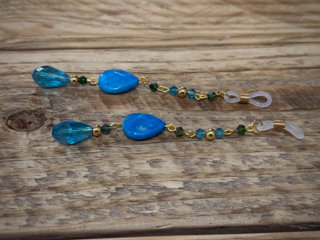 Deep Ocean Blue Howlite Crystal Eyeglass Charms,