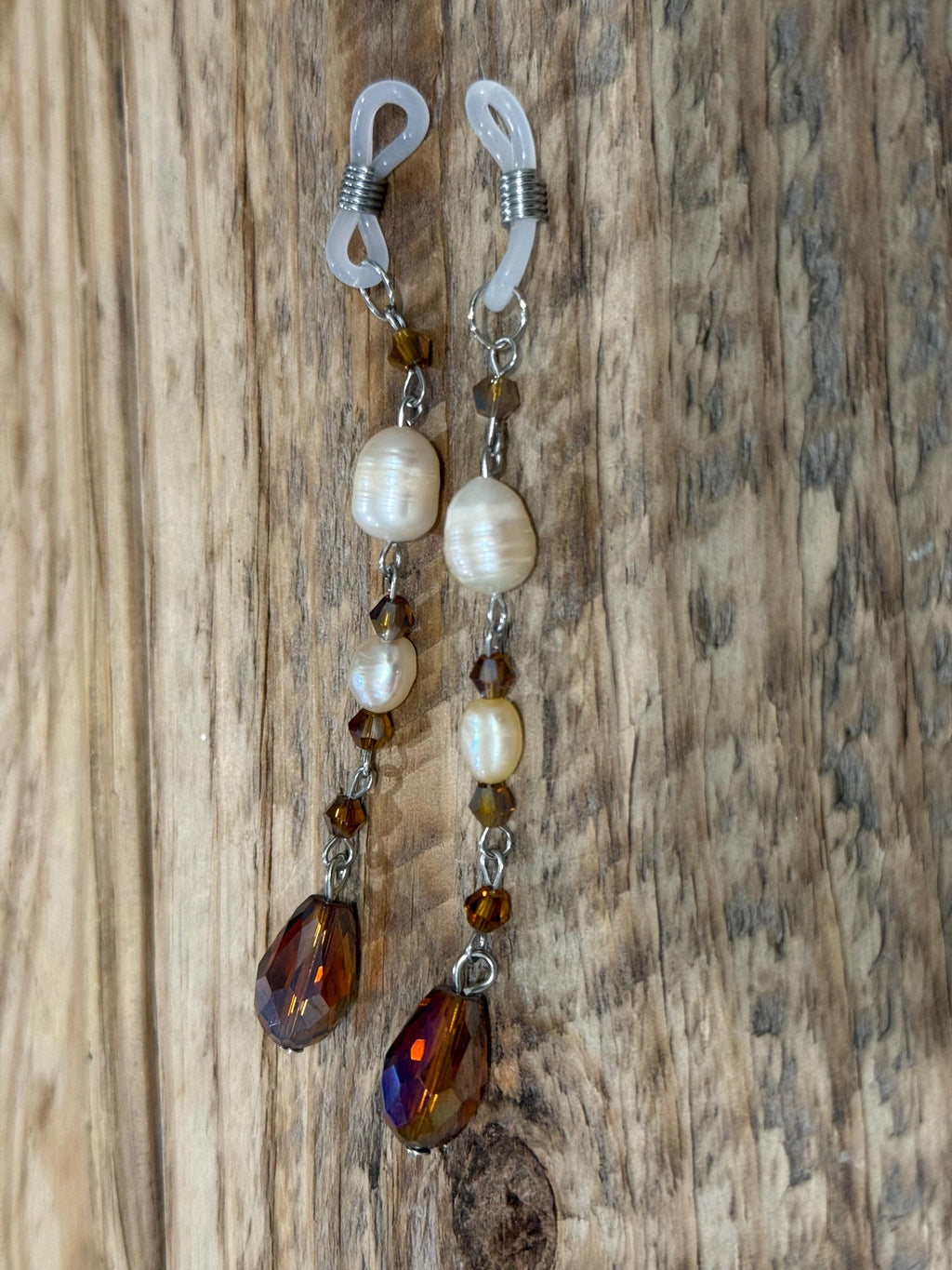 Sandy Shores Pearls Crystal Eyeglass Charms, Nautical Beaded Eyewear Accessory