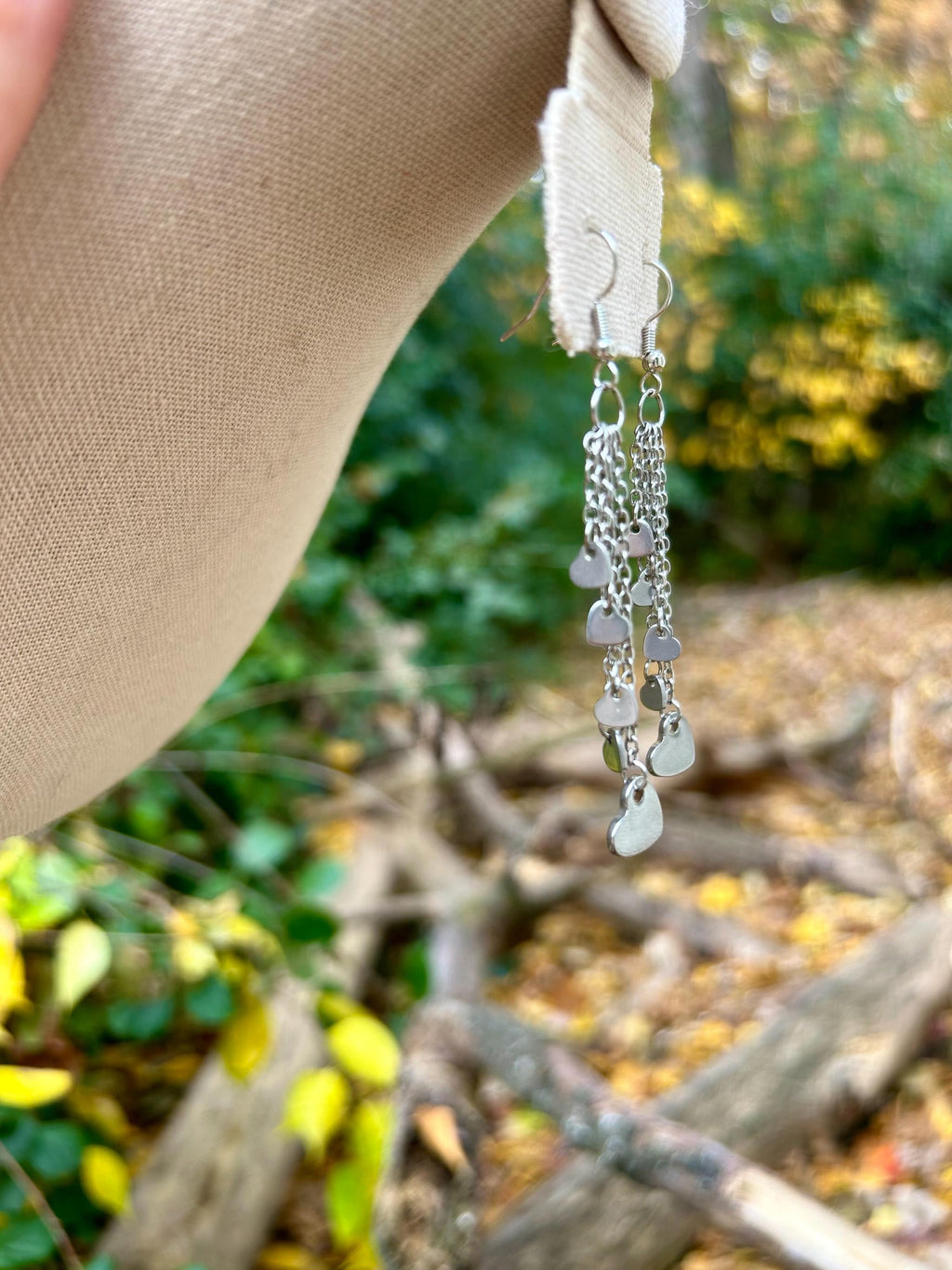 Cascading Silver Heart Earrings, Charming silver drops for added elegance