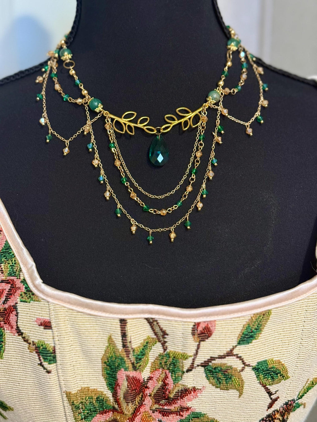 Golden Goddess Verdite Crystal Necklace, Handmade Crystal Choker for all Fantasy Lovers