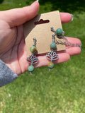 Dragon Blood Jade Lotus Crystal Earrings, Artisan Green Stone Earrings for Energy & Balance, Thoughtful Gift for Any Occasion