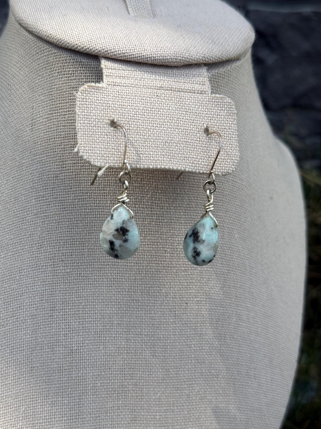Dragon's Egg Amazonite Dangle Crystal Earrings, Stunning Blue Gemstone Jewelry for Stylish Outfits, Perfect Gift for Fantasy Lovers