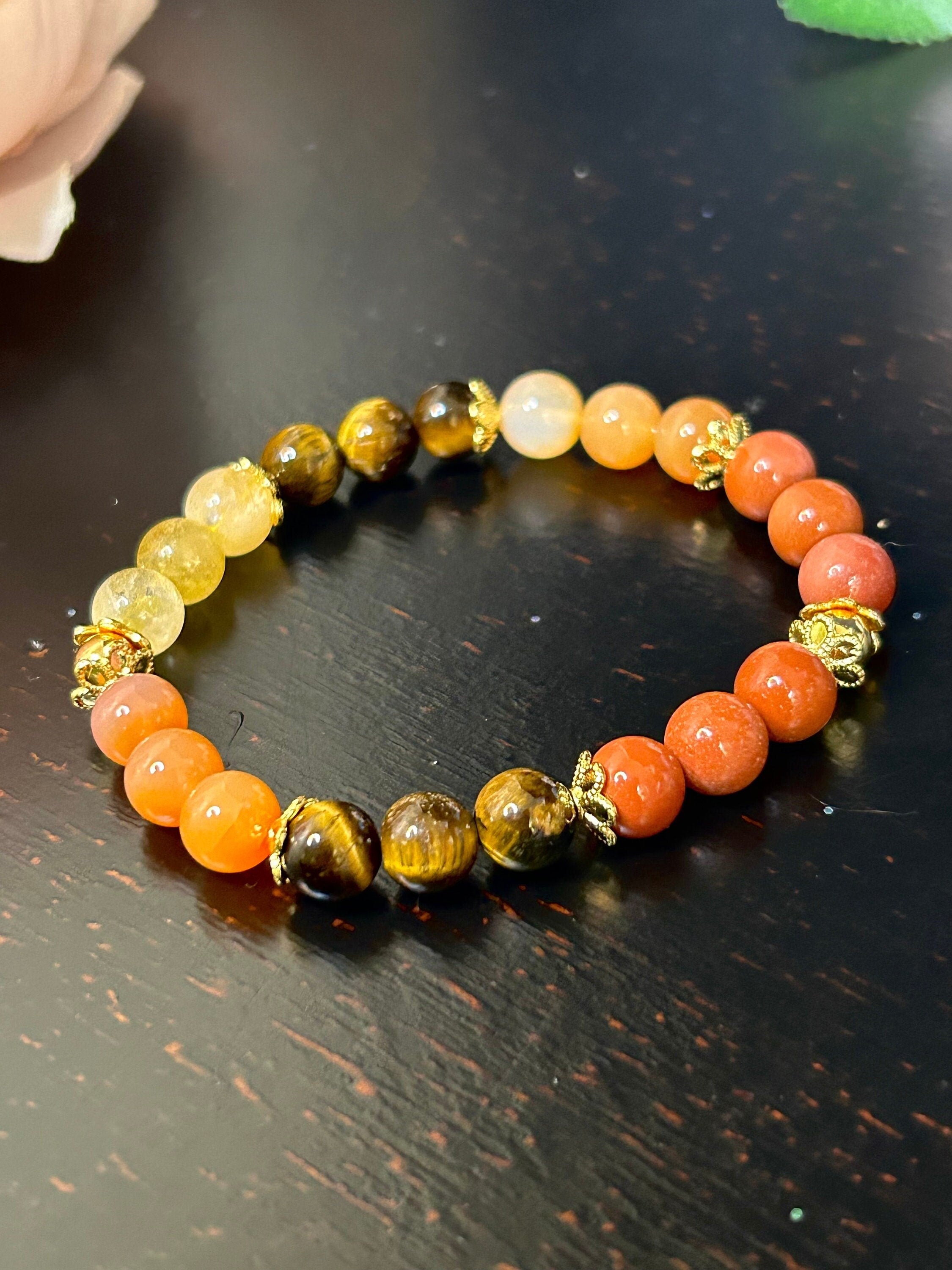 Manifesting and Abundance Crystal Bracelet, Energizing Gemstone Jewelry for Positive Vibes