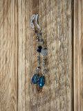 Steely Blue Rutilated Quartz Crystal Eyeglass Charms, Elegant Beaded Accessory for Reading Glasses