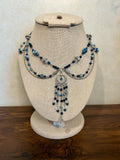 Ocean Waves K2 Crystal Necklace, Stunning Handmade Blue-White Stone Jewelry for Elegance, Perfect Gift for Nature Lovers