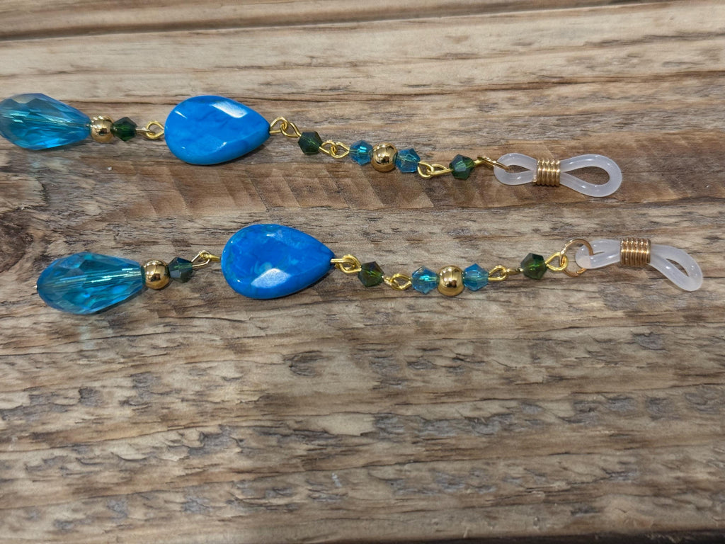 Deep Ocean Blue Howlite Crystal Eyeglass Charms,