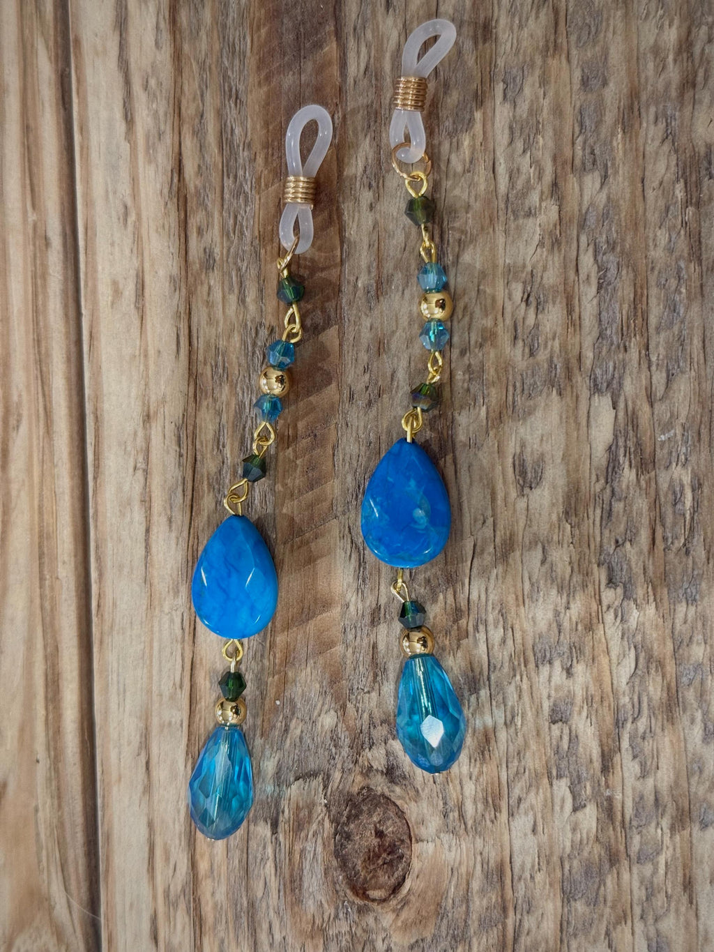 Deep Ocean Blue Howlite Crystal Eyeglass Charms,