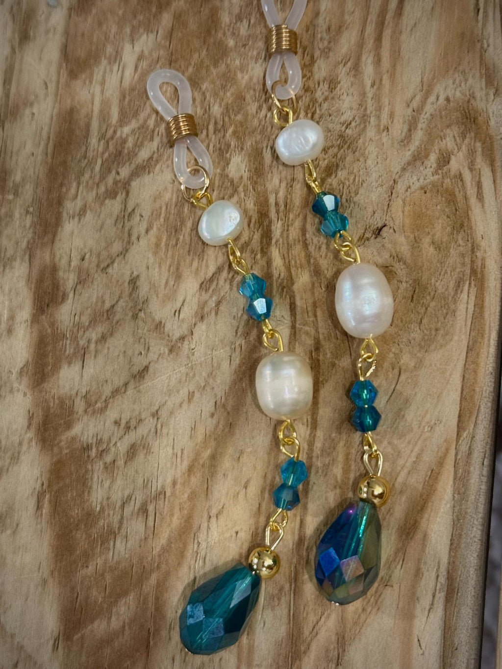 Mermaid Pearls Crystal Eyeglass Charms, Nautical Beaded Eyewear Accessory, Gift for Ocean Lovers