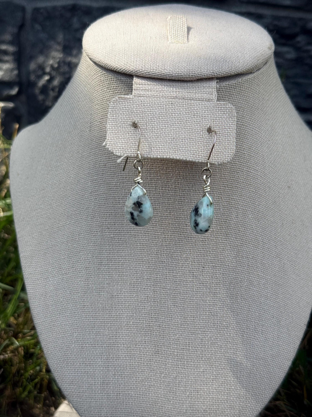 Dragon's Egg Amazonite Dangle Crystal Earrings, Stunning Blue Gemstone Jewelry for Stylish Outfits, Perfect Gift for Fantasy Lovers