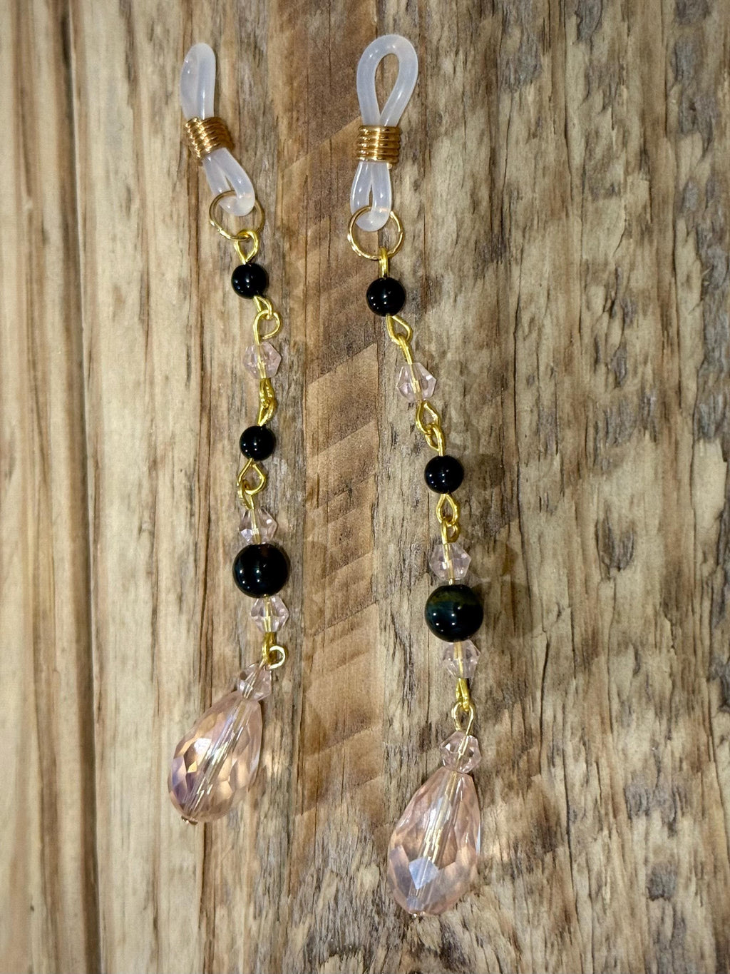 Posh Pixie Onyx Crystal Eyeglass Charms, Elegant Beaded Accessory for Reading Glasses