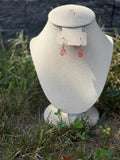 Strawberry Haze Dangle Crystal Earrings, Strawberry Quartz Crystal Earrings