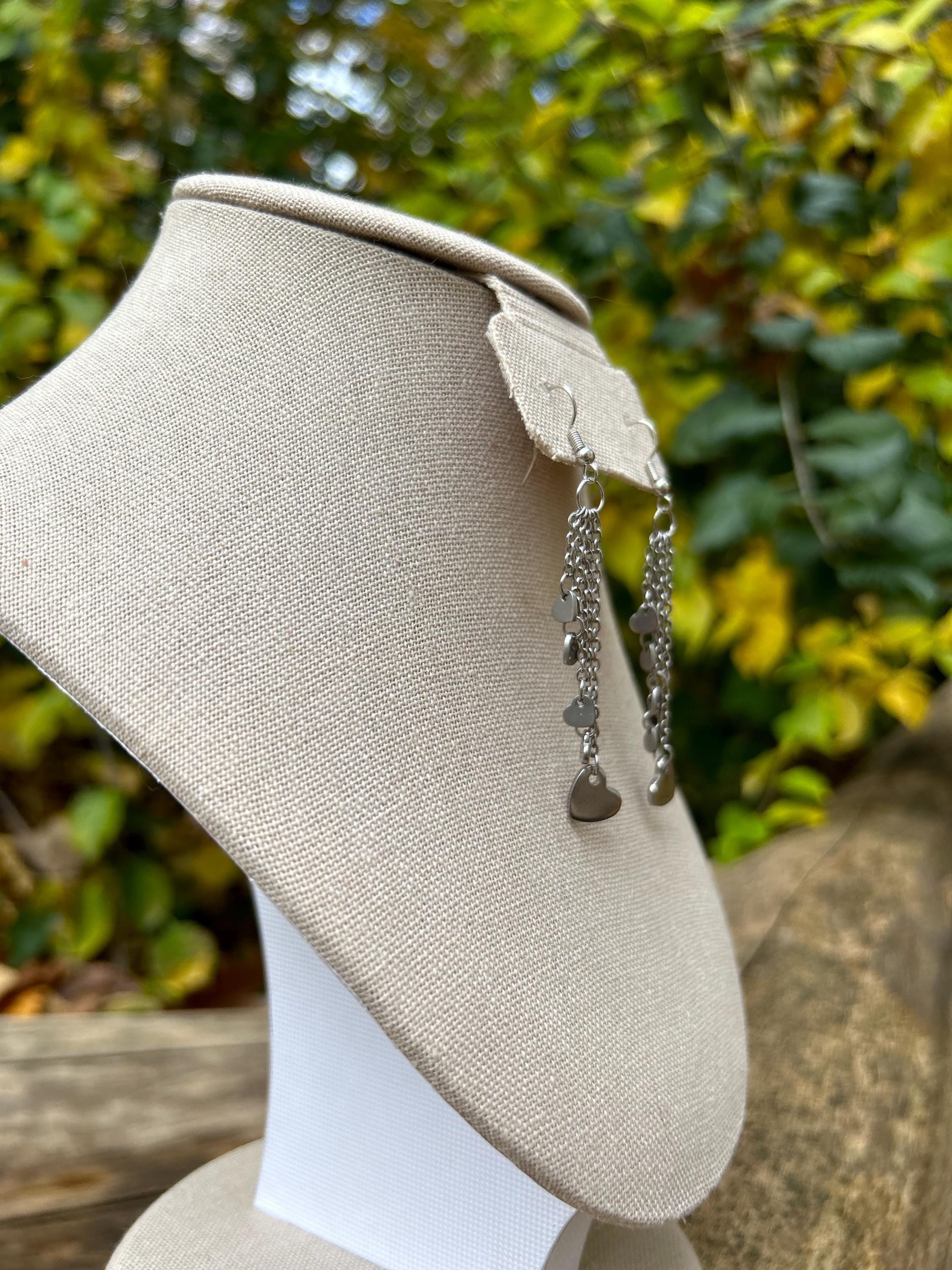 Cascading Silver Heart Earrings, Charming silver drops for added elegance