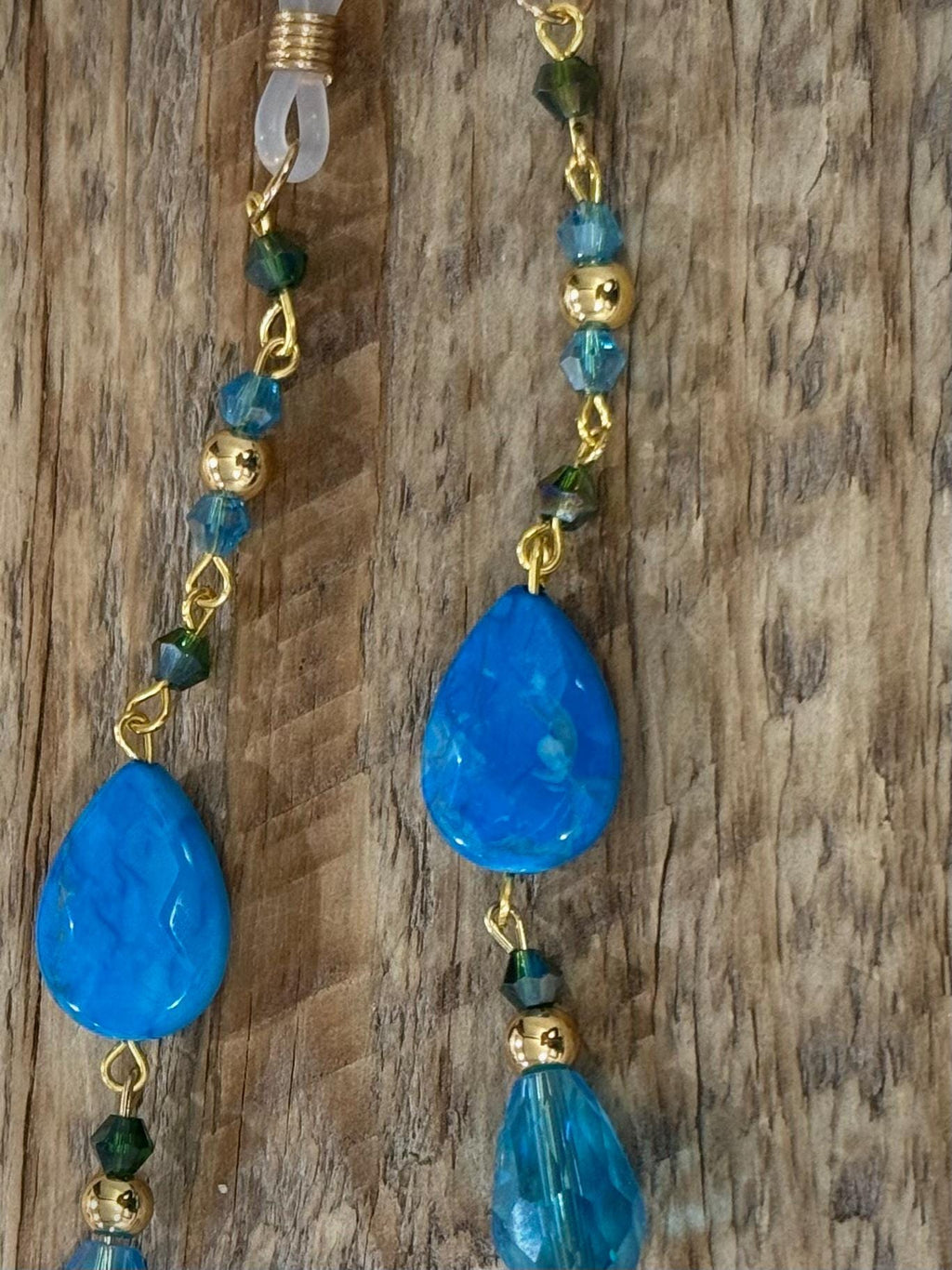 Deep Ocean Blue Howlite Crystal Eyeglass Charms,