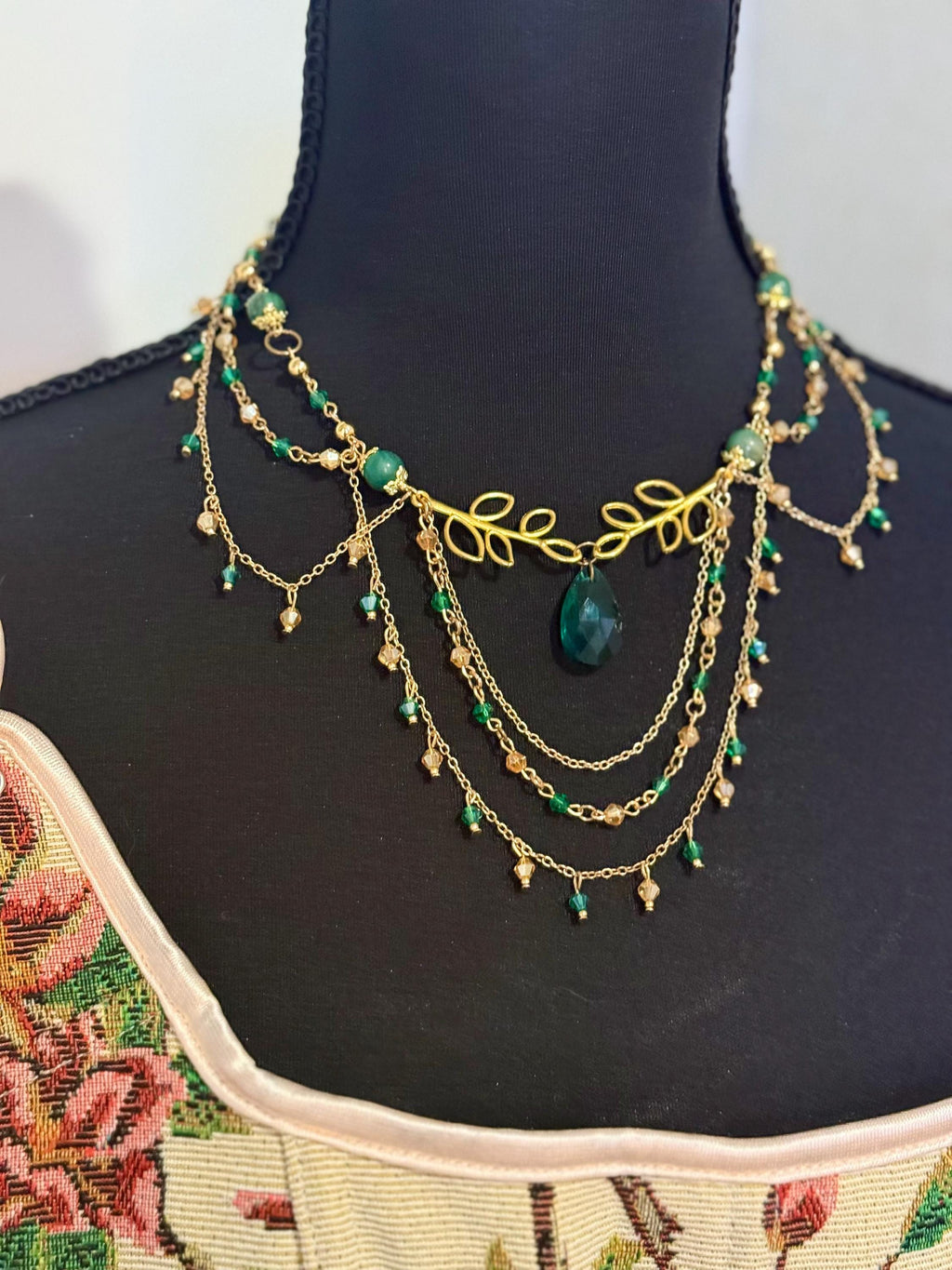 Golden Goddess Verdite Crystal Necklace, Handmade Crystal Choker for all Fantasy Lovers