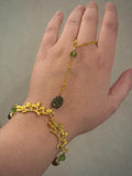 Forest Nymph Tiger Eyes and Serpentine Hand Chain, Mystical Hand Accessory