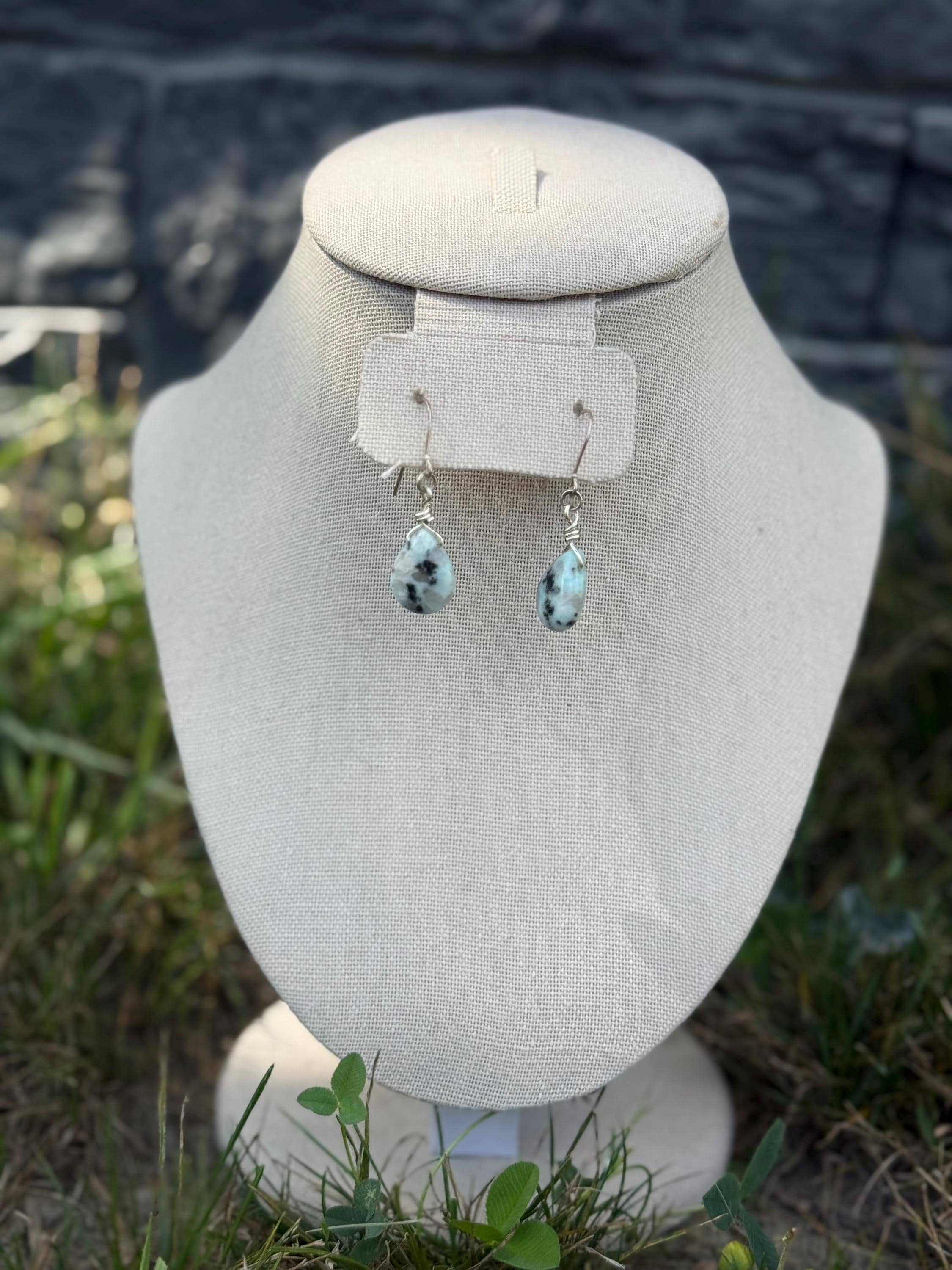 Dragon's Egg Amazonite Dangle Crystal Earrings, Stunning Blue Gemstone Jewelry for Stylish Outfits, Perfect Gift for Fantasy Lovers
