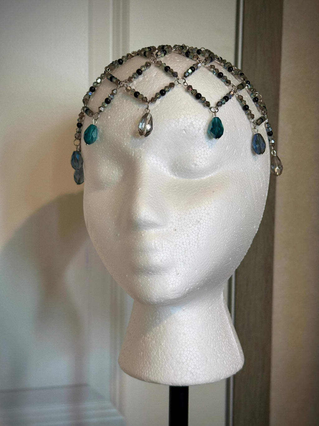 Siren Call Black Jasper Beaded Juliet Cap, Handcrafted Jewelry For Elegant Gift
