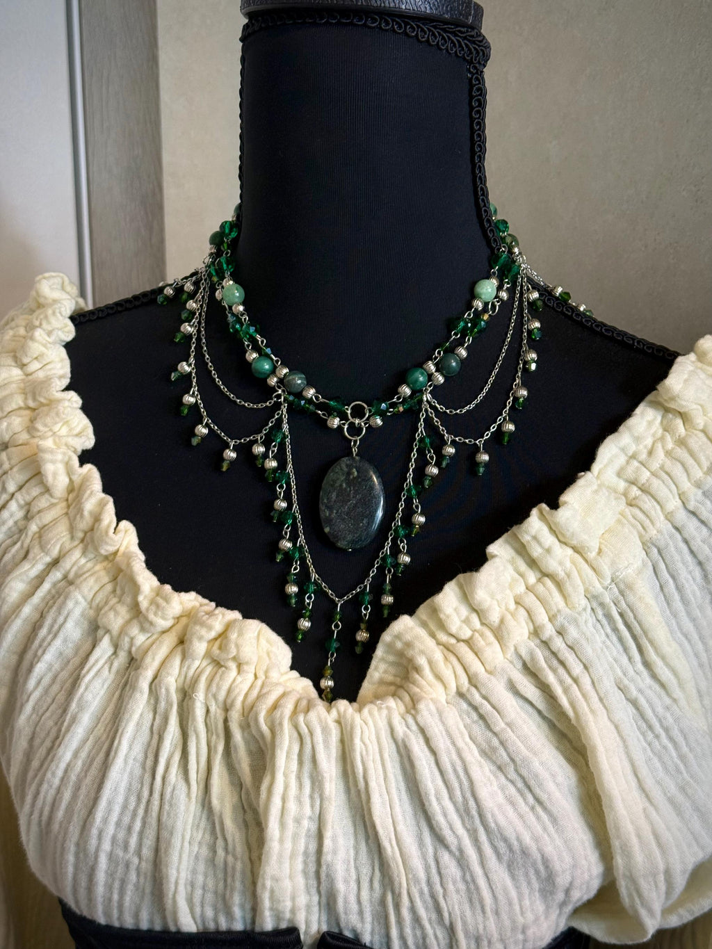 Forest Travels Verdite Crystal Necklace, Handmade Necklace for all Fantasy Lovers