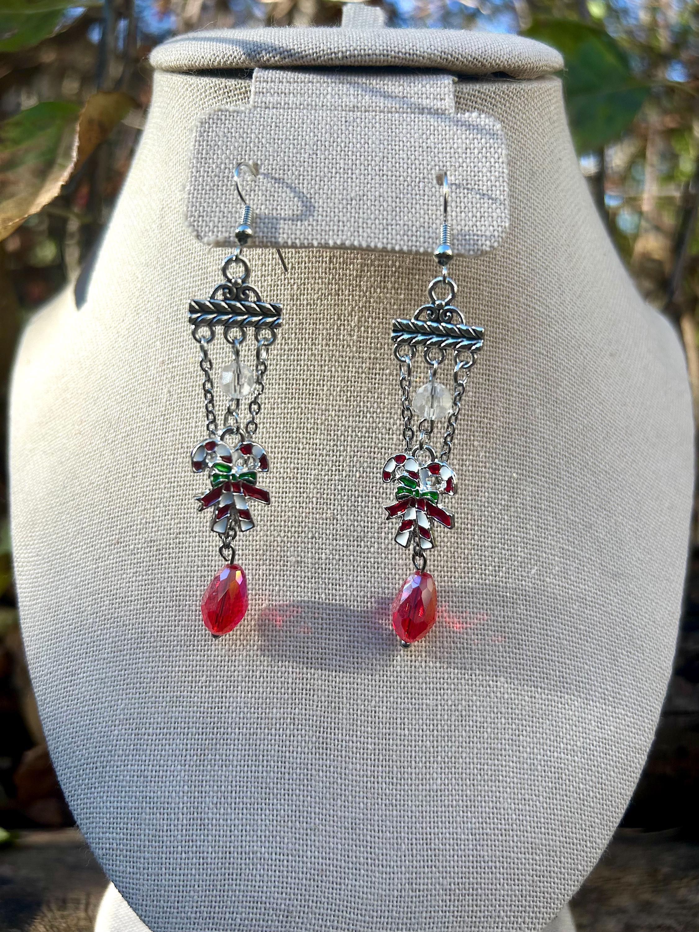 Candy Cane Lane, Handmade Christmas Earrings
