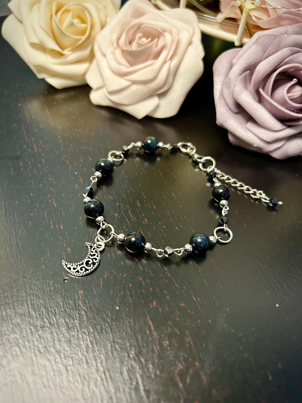Witching Hour Blue Tiger Eye Bracelet, Perfect Gift for Spooky Season and Crystal Lovers, Handmade Crystal Bracelet