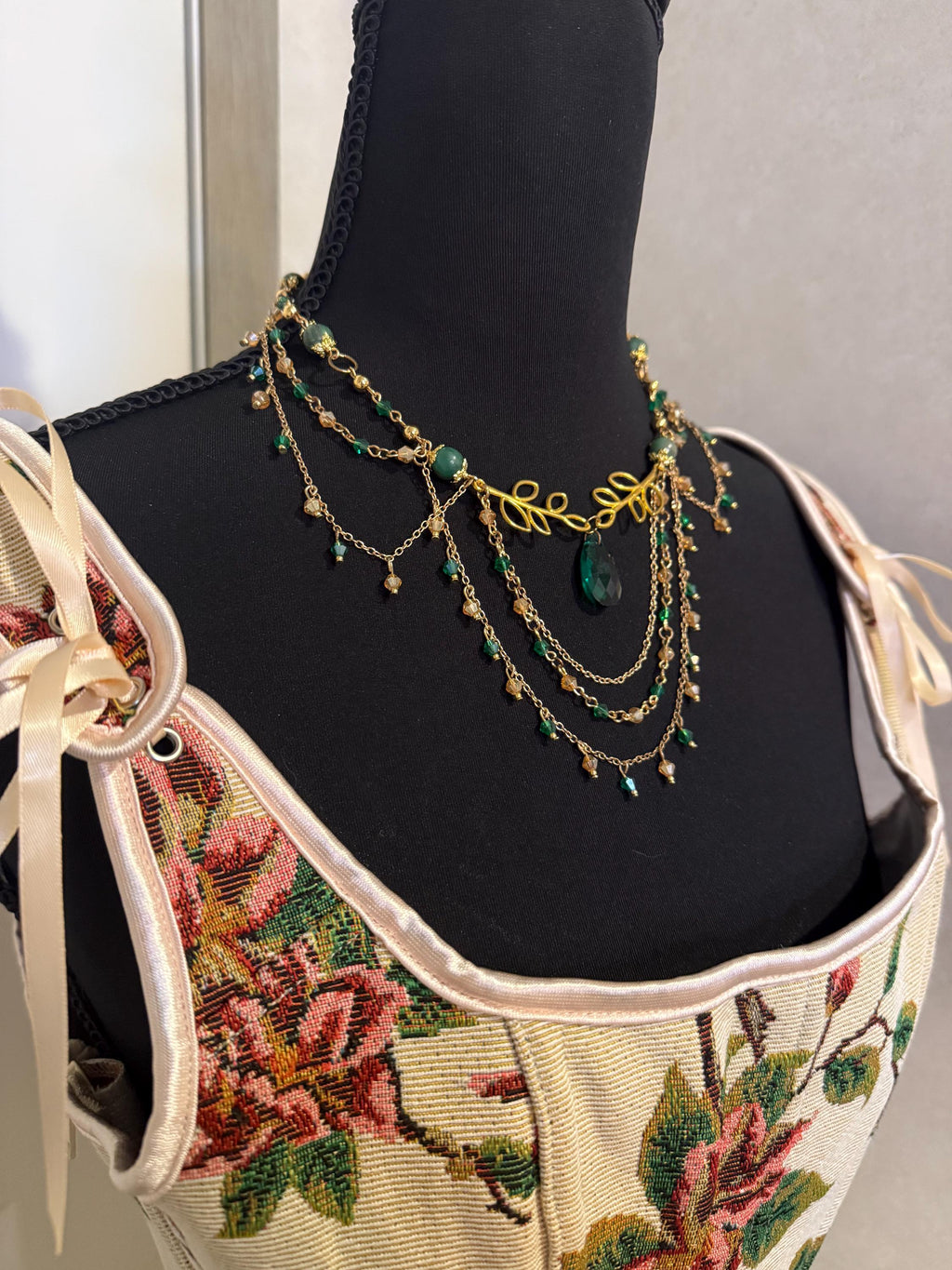 Golden Goddess Verdite Crystal Necklace, Handmade Crystal Choker for all Fantasy Lovers