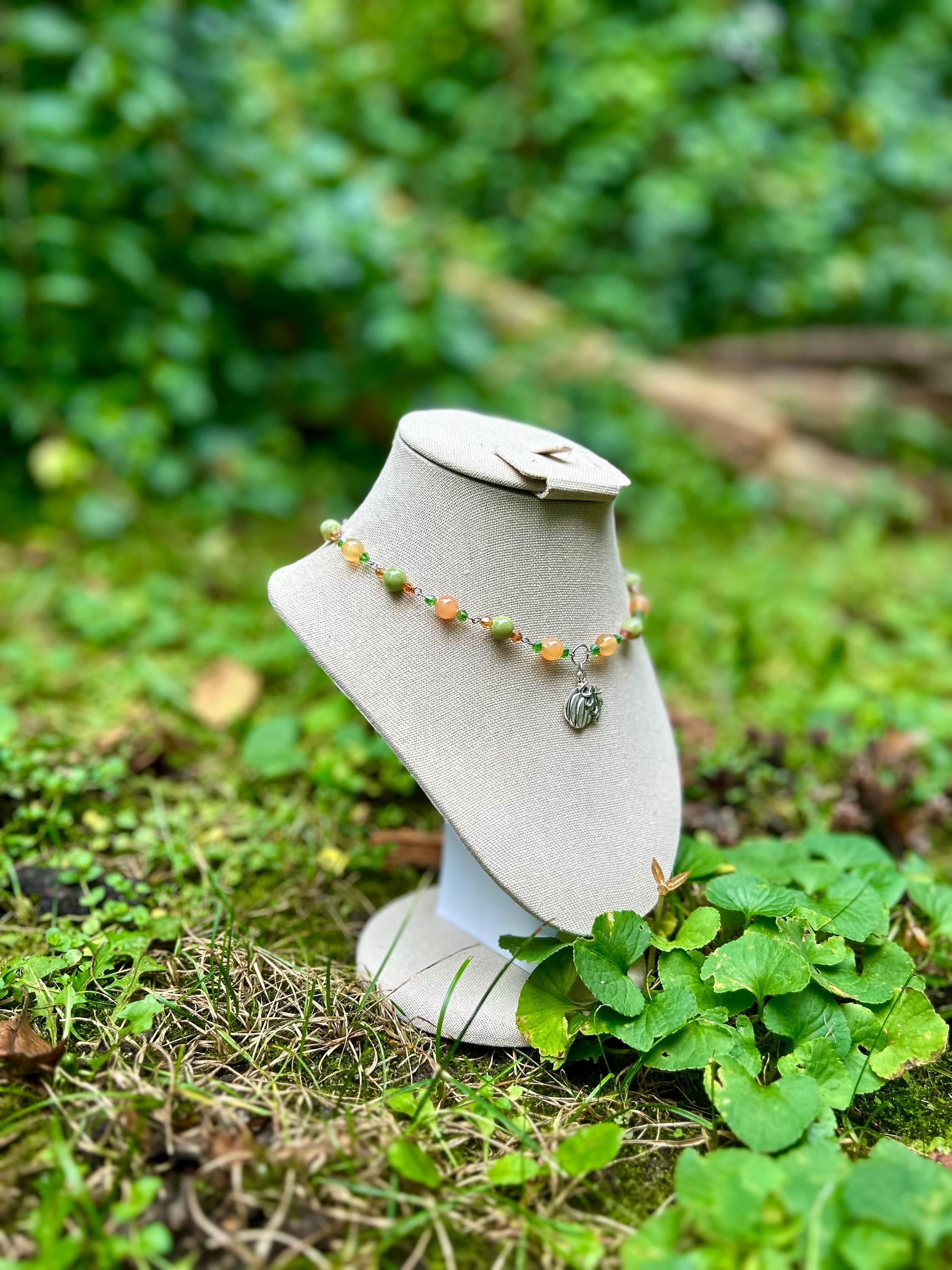Pumpkin Patch Crystal Necklace, Crystal Choker