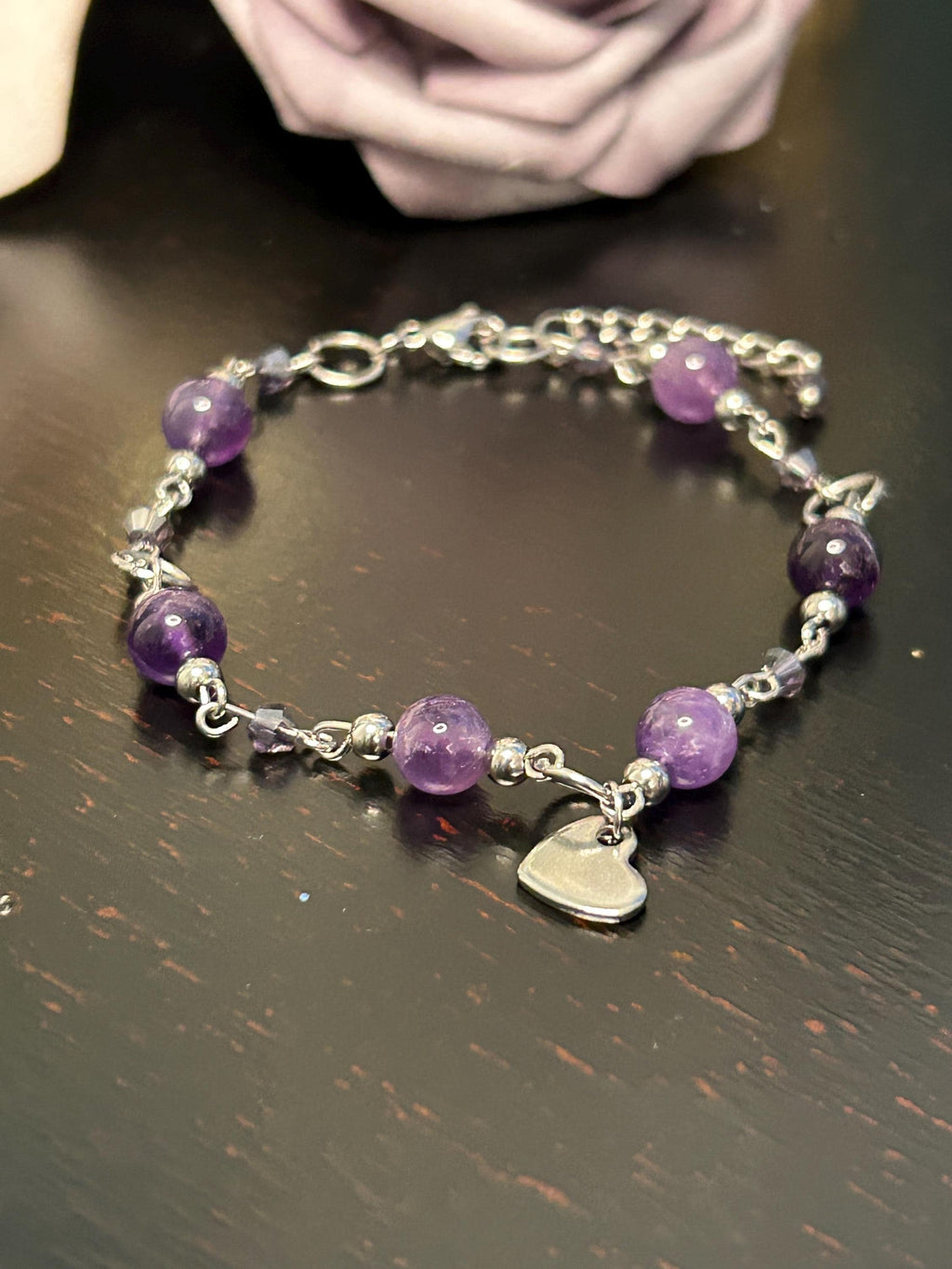 Love Spell Amethyst Crystal Bracelet, Enchanting Purple Gemstone Jewelry for Love and Connection