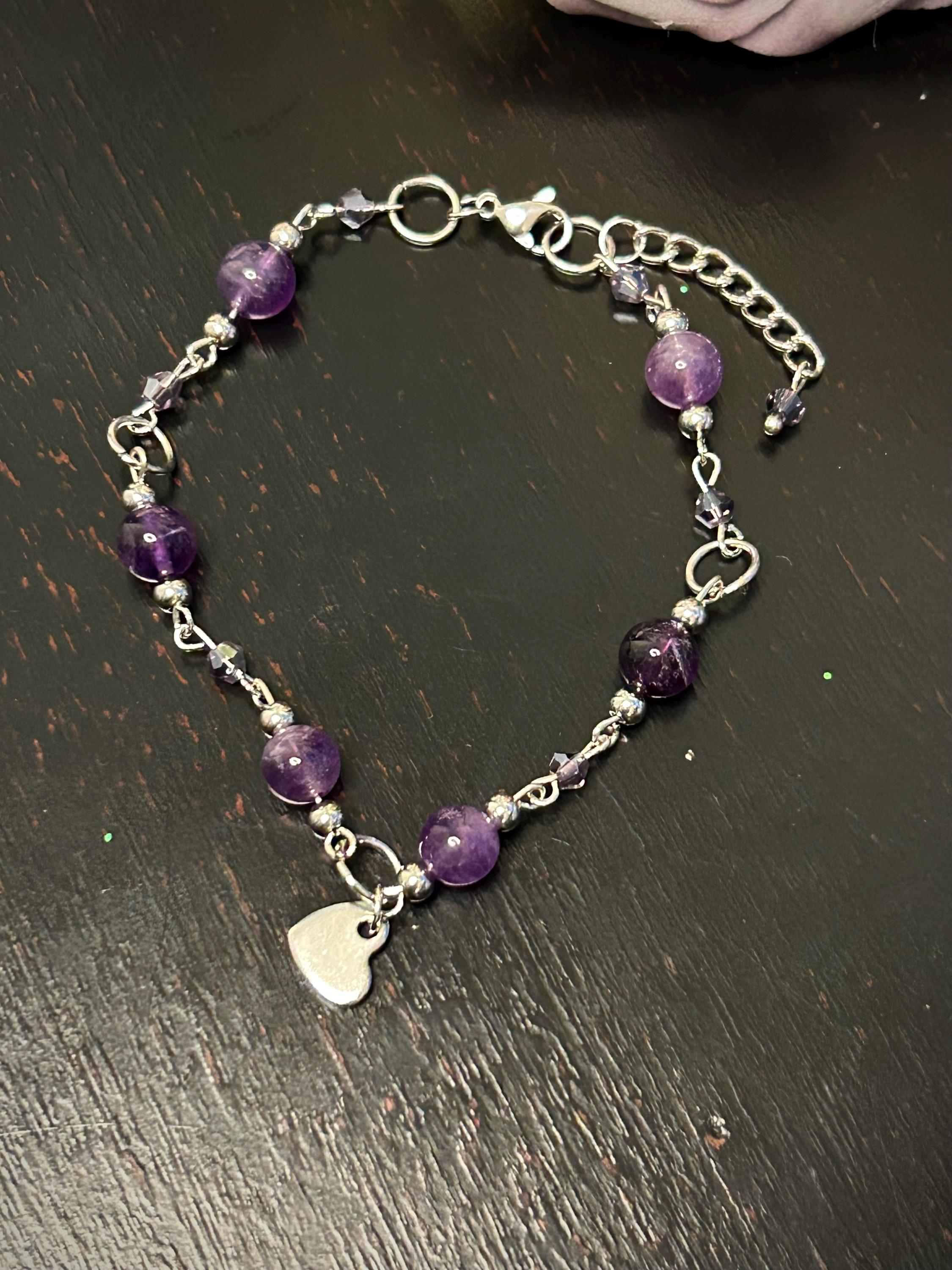 Love Spell Amethyst Crystal Bracelet, Enchanting Purple Gemstone Jewelry for Love and Connection