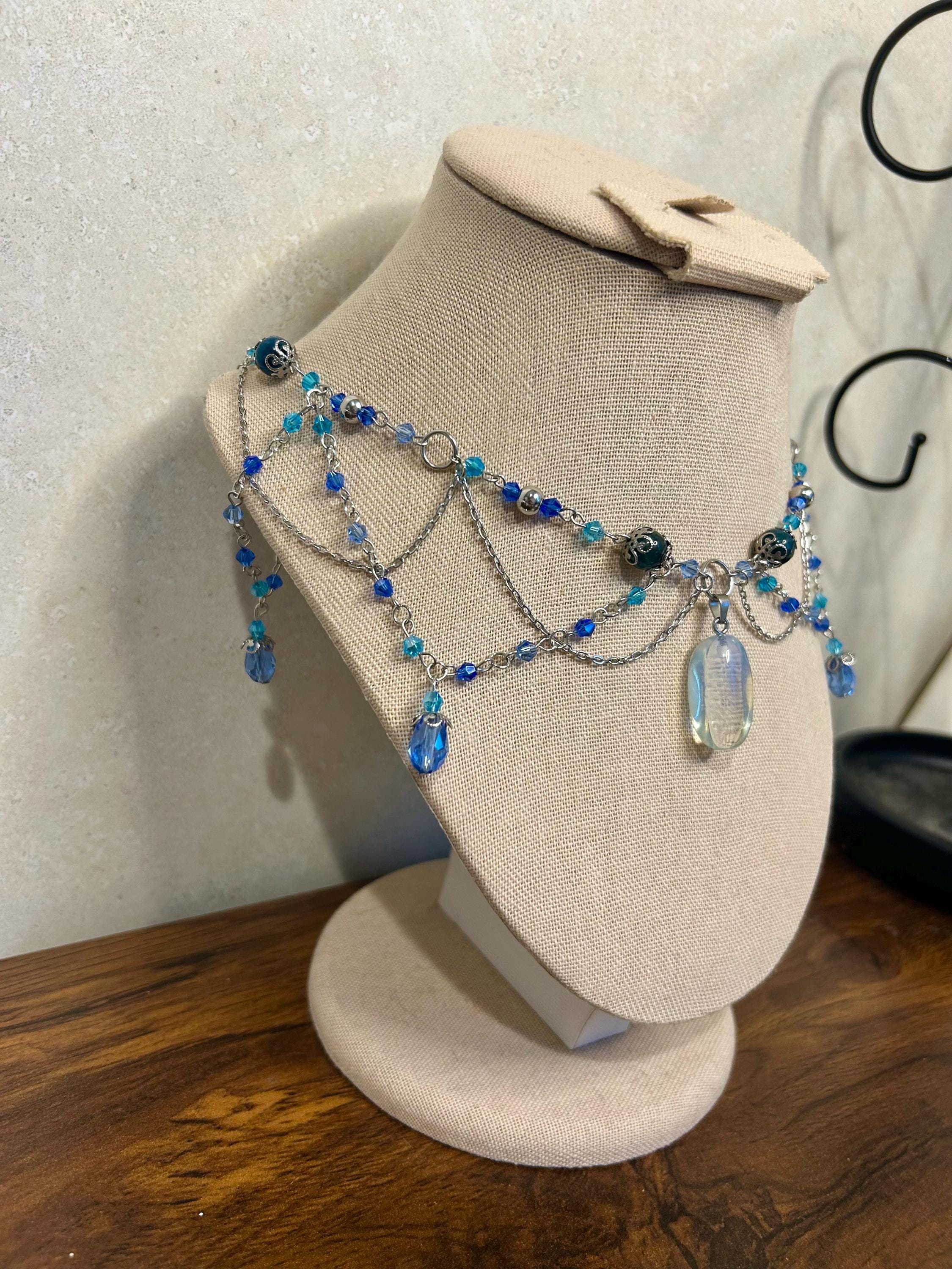 Siren Song Apatite and Opalite Crystal Necklace, Stunning Handmade Blue-White Stone Jewelry for Elegance, Perfect Gift for Nature Lovers