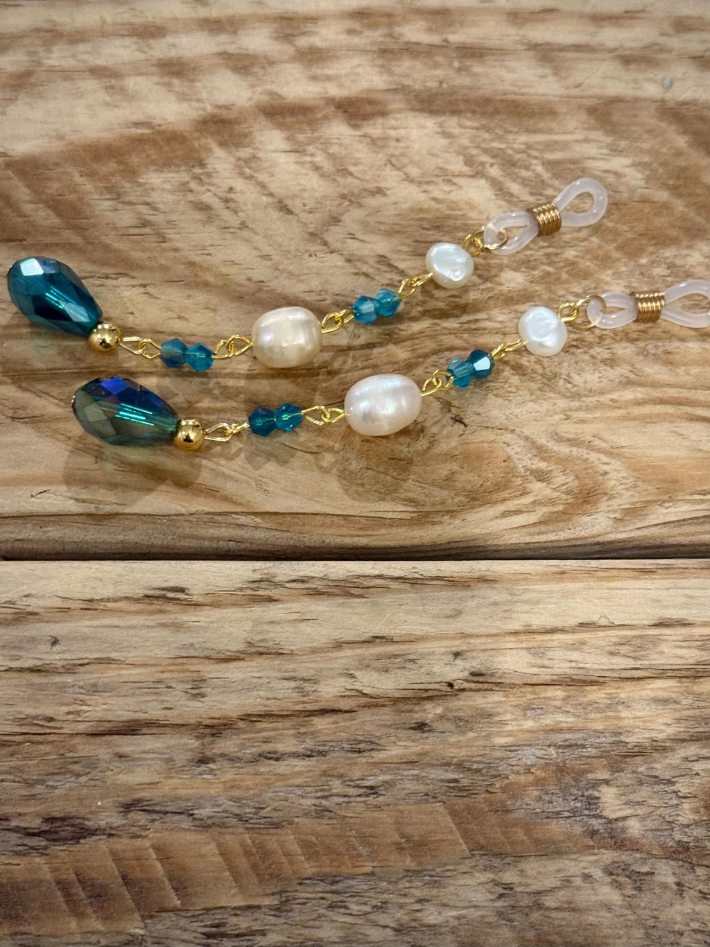 Mermaid Pearls Crystal Eyeglass Charms, Nautical Beaded Eyewear Accessory, Gift for Ocean Lovers