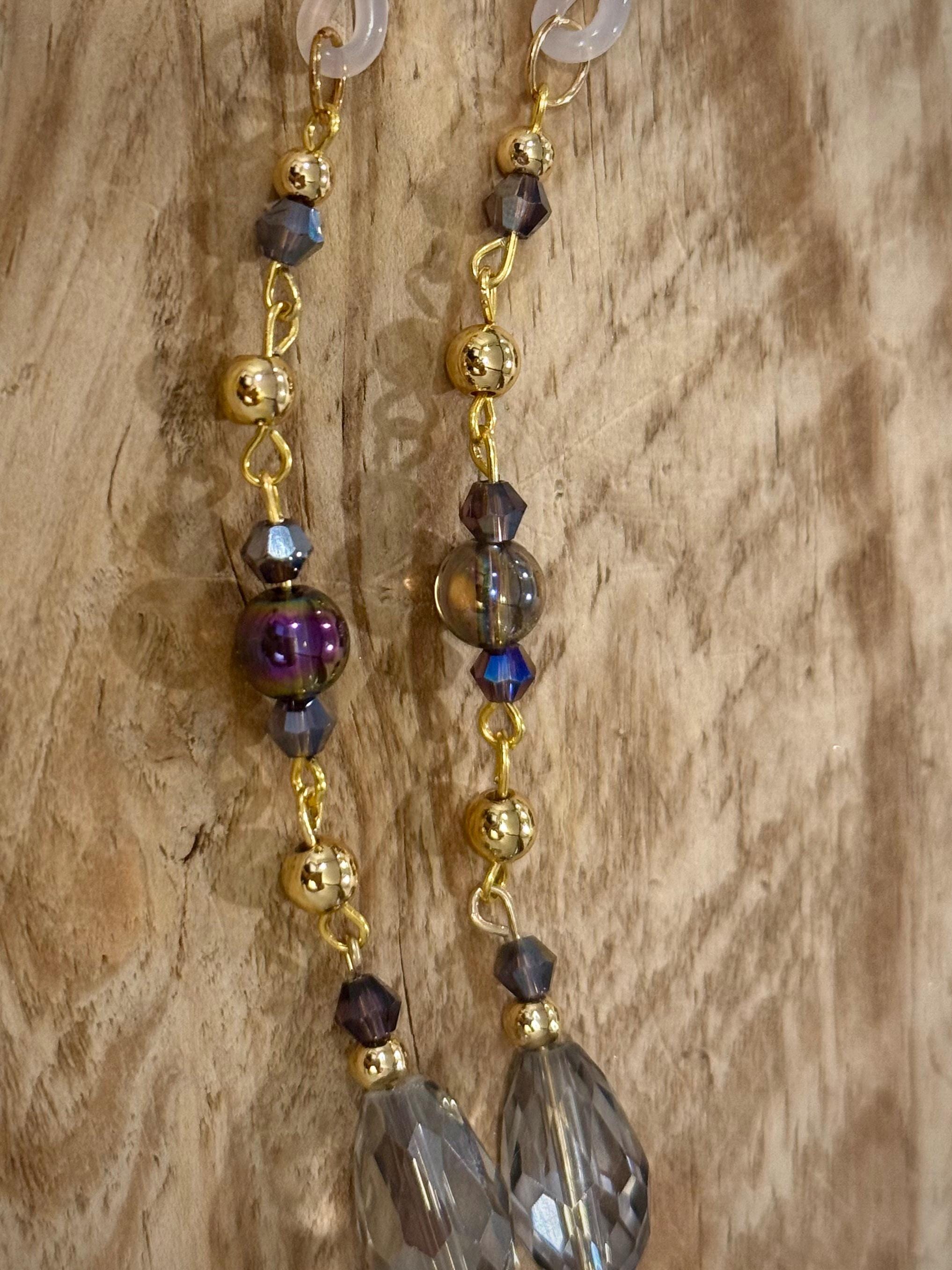 Mystical Shine Crystal Eyeglass Charms, Handcrafted Beaded Accessories for Eyeglass Wearers