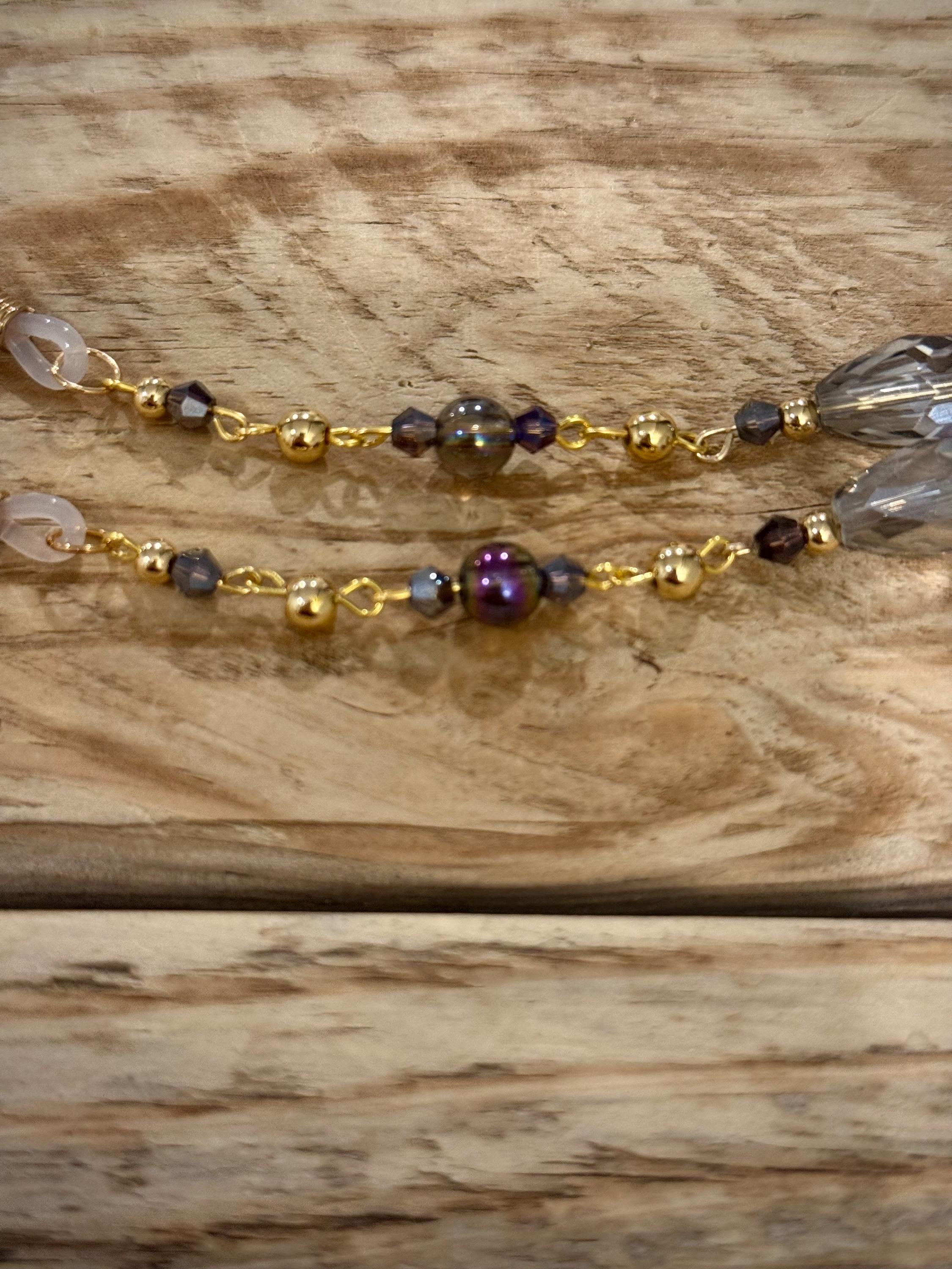 Mystical Shine Crystal Eyeglass Charms, Handcrafted Beaded Accessories for Eyeglass Wearers