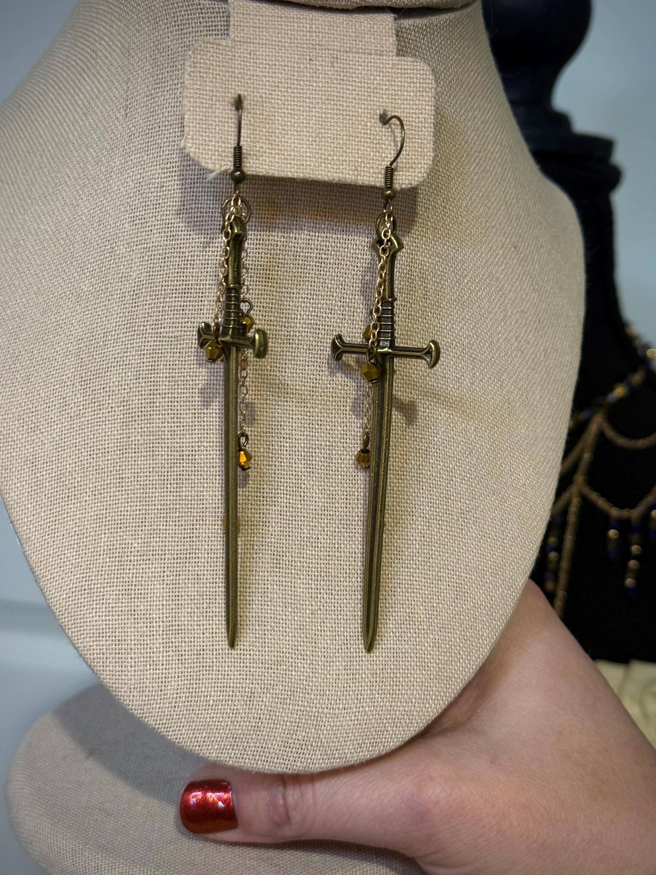 Royal Knight Crystal Earrings, Sparkling Drop Earrings for All Fantasy Lovers