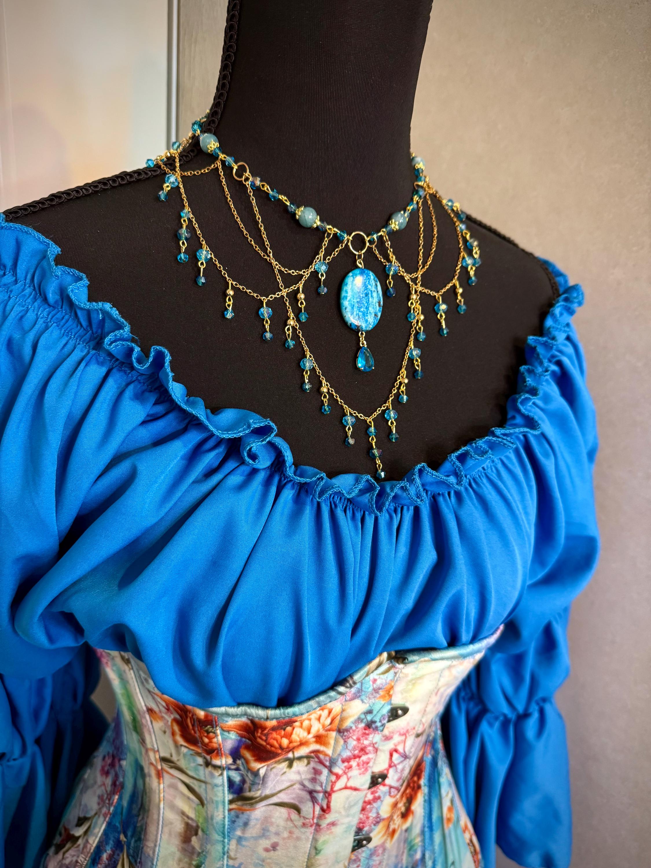Lady of the Sea Blue Chalcedony and Howlite Crystal Necklace, Mermaid Vibes for Seaside Lovers