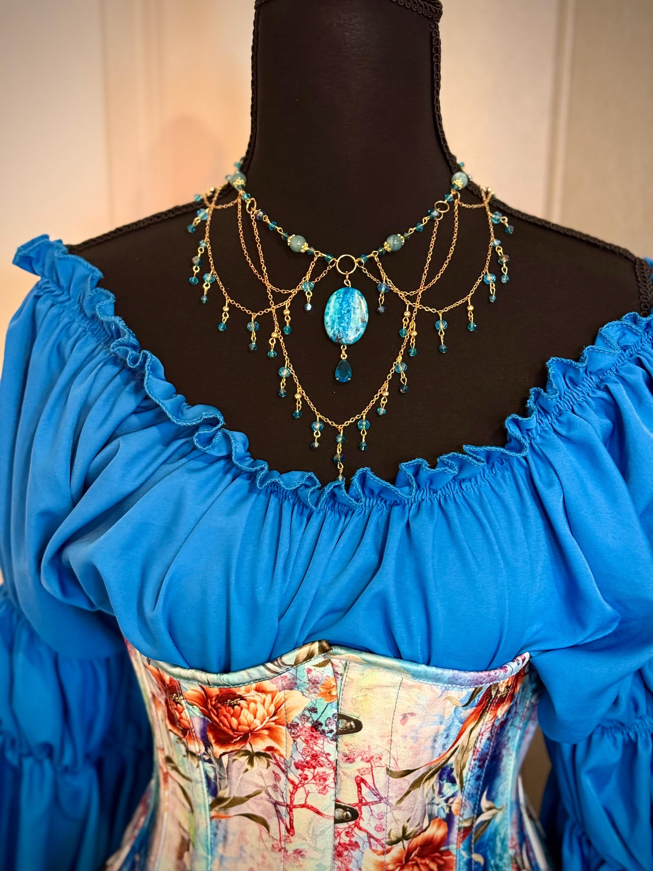 Lady of the Sea Blue Chalcedony and Howlite Crystal Necklace, Mermaid Vibes for Seaside Lovers