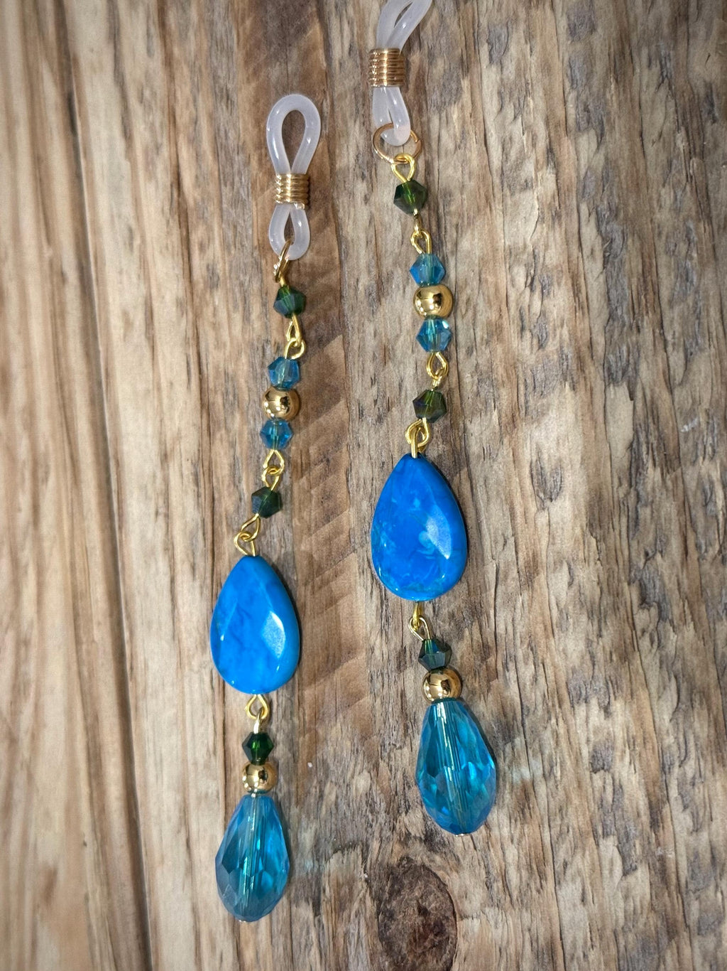 Deep Ocean Blue Howlite Crystal Eyeglass Charms,