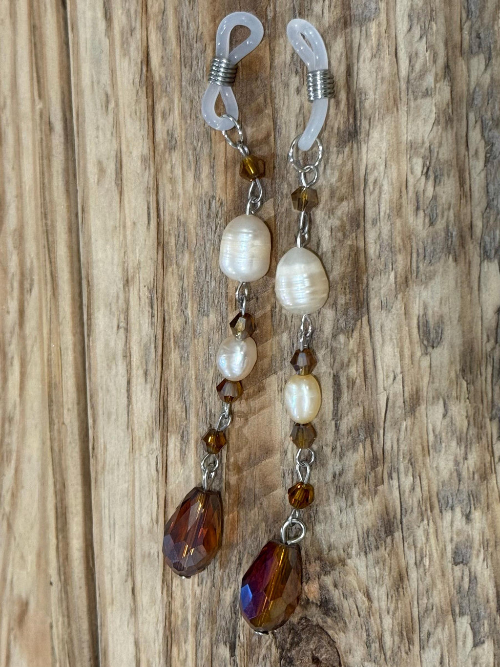 Sandy Shores Pearls Crystal Eyeglass Charms, Nautical Beaded Eyewear Accessory